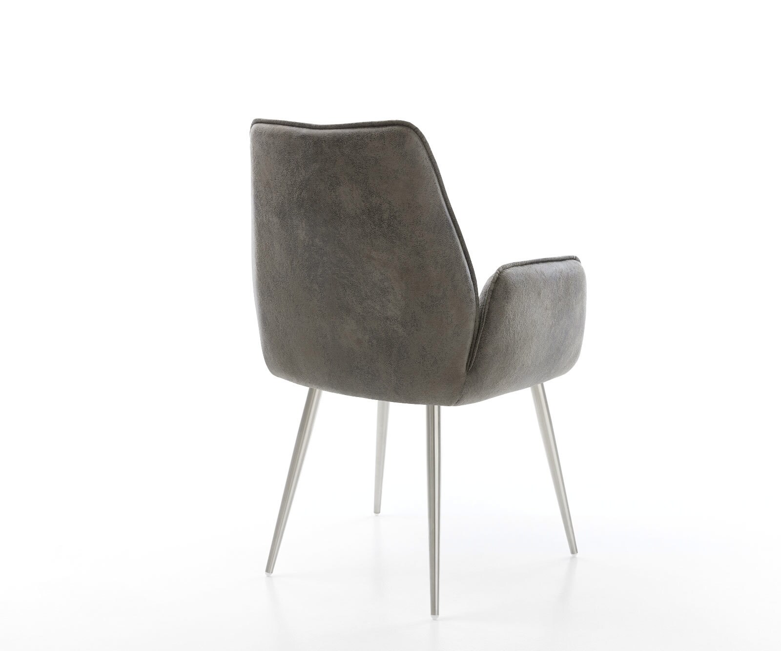 Chaise-de-salle-à-manger Zoa-Flex microvelours gris antique 4 pieds coniques acier inoxydable brossé ressorts ensachés 4