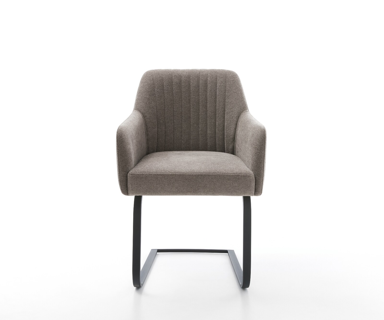 Cantilever Greg-Flex tissu structuré doux taupe pied cantilever plat noir ressorts ensachés 2
