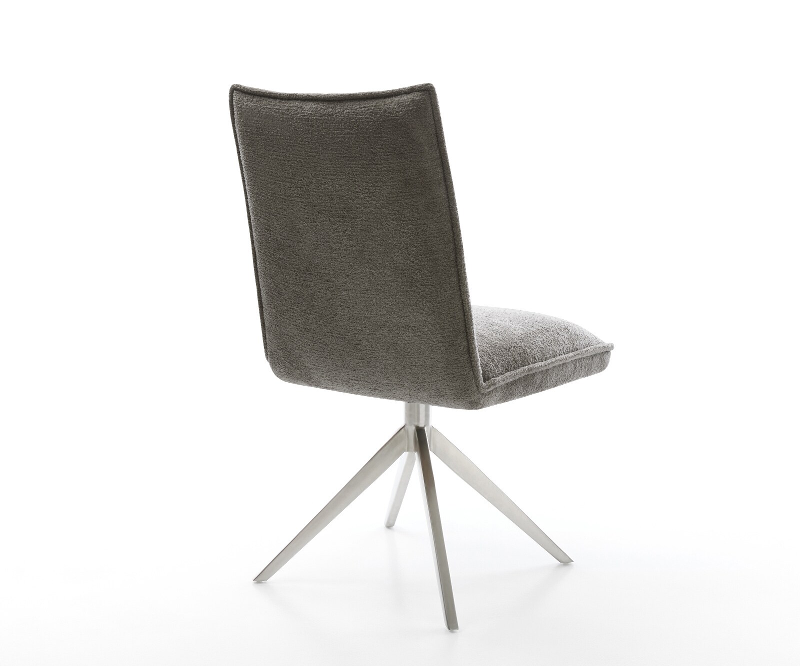 Chaise-pivotante Lelio-Flex bouclé doux couleur boue pied croisé large acier inoxydable pivotement sur 360° fonction bascule resorts ensachés 5