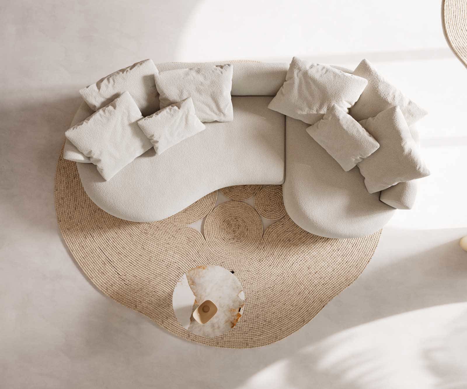 Canapé Edina 330x170 cm Bouclé Crème-Blanc 5