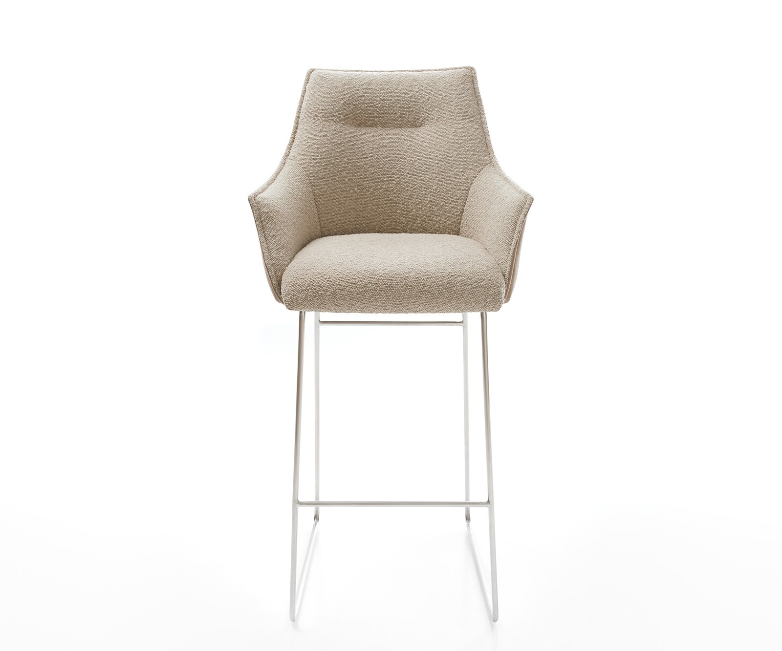 Chaise-de-bar Alja-Flex mélange de matériaux microfibre boue / bouclé boue cadre à patins acier inoxydable ressorts ensachés 1