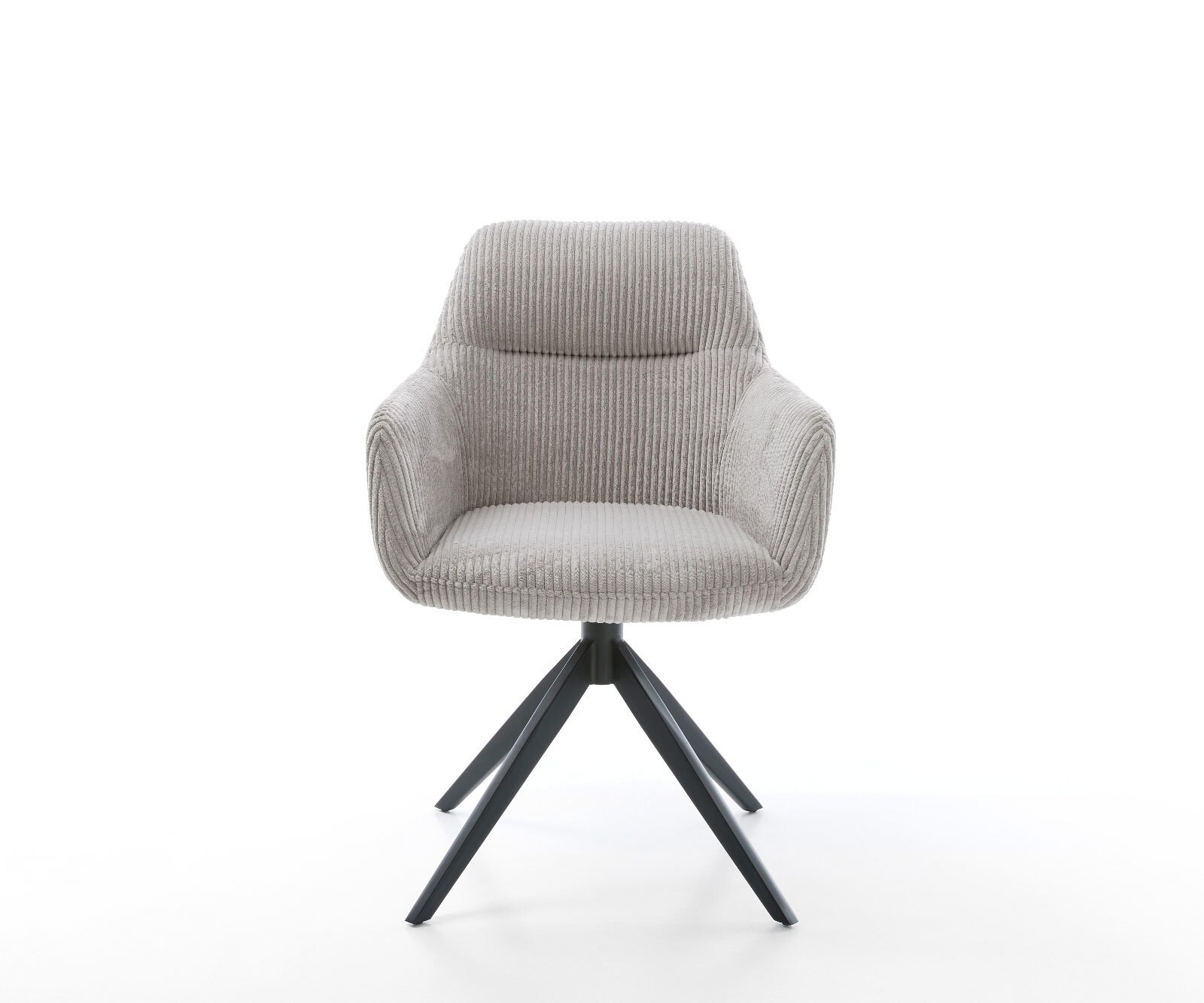 Chaise-pivotante Pejo-Flex côtelé gris argenté pied croisé large noir pivotement sur 360° fonction bascule ressorts ensachés 1