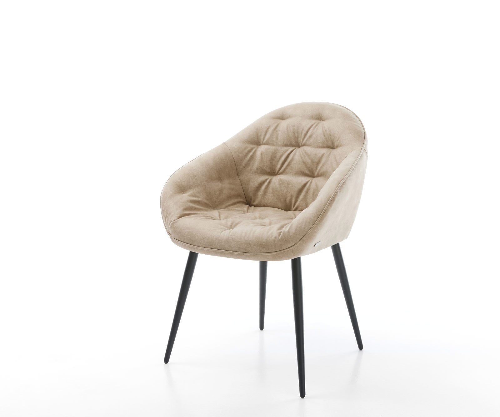 Chaise-de-salle-à-manger Gaio-Flex microvelours beige vintage 4 pieds coniques noir Chaise-de-salle-à-manger Gaio-Flex microvelours beige vintage 4 pieds coniques noir