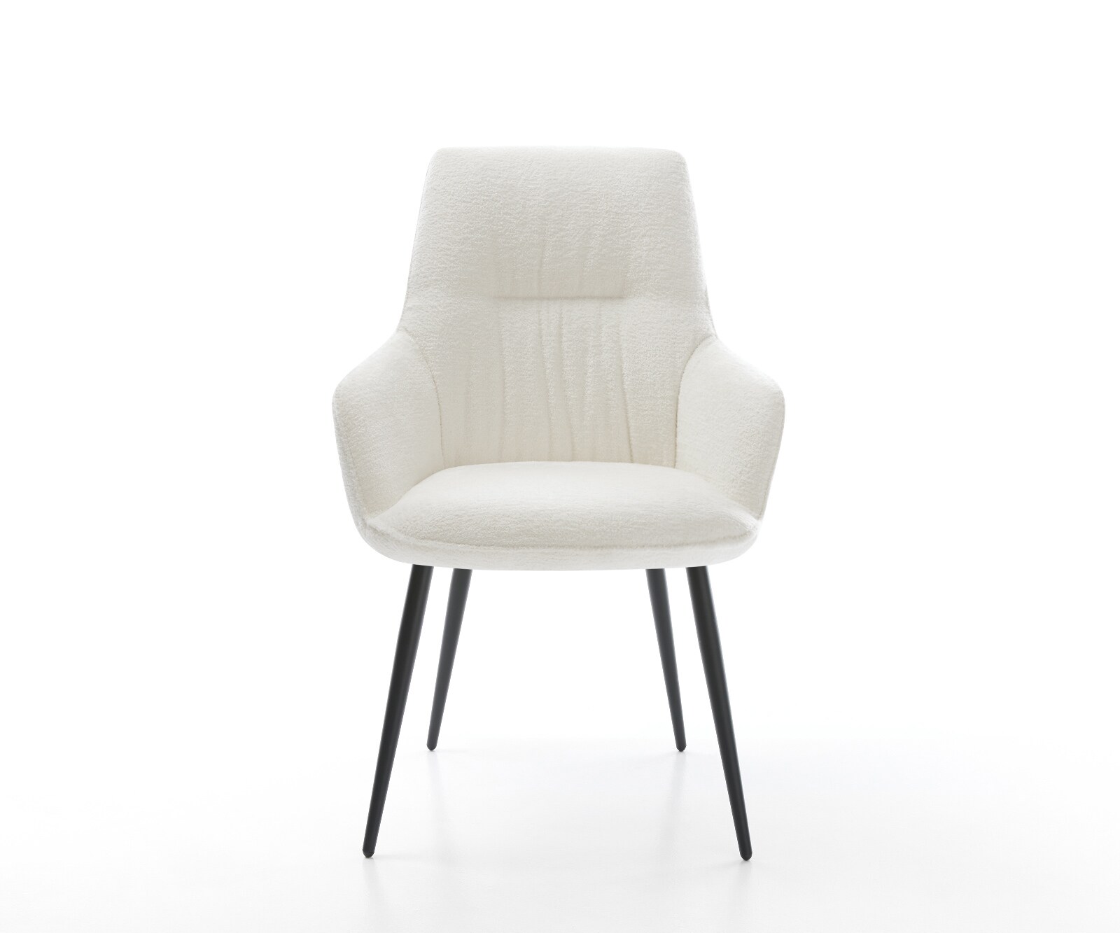 Chaise-de-salle-à-manger Zelia-Flex avec accoudoirs bouclé doux beige 4 pieds coniques noir resorts ensachés 2