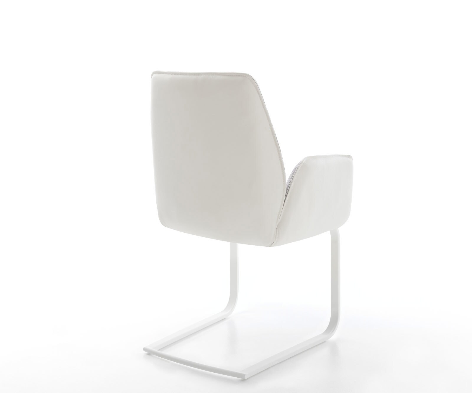 Cantilever Zoa-Flex tissu mixte cuir de vache blanc-gris argenté pied cantilever plat blanc ressorts ensachés 4