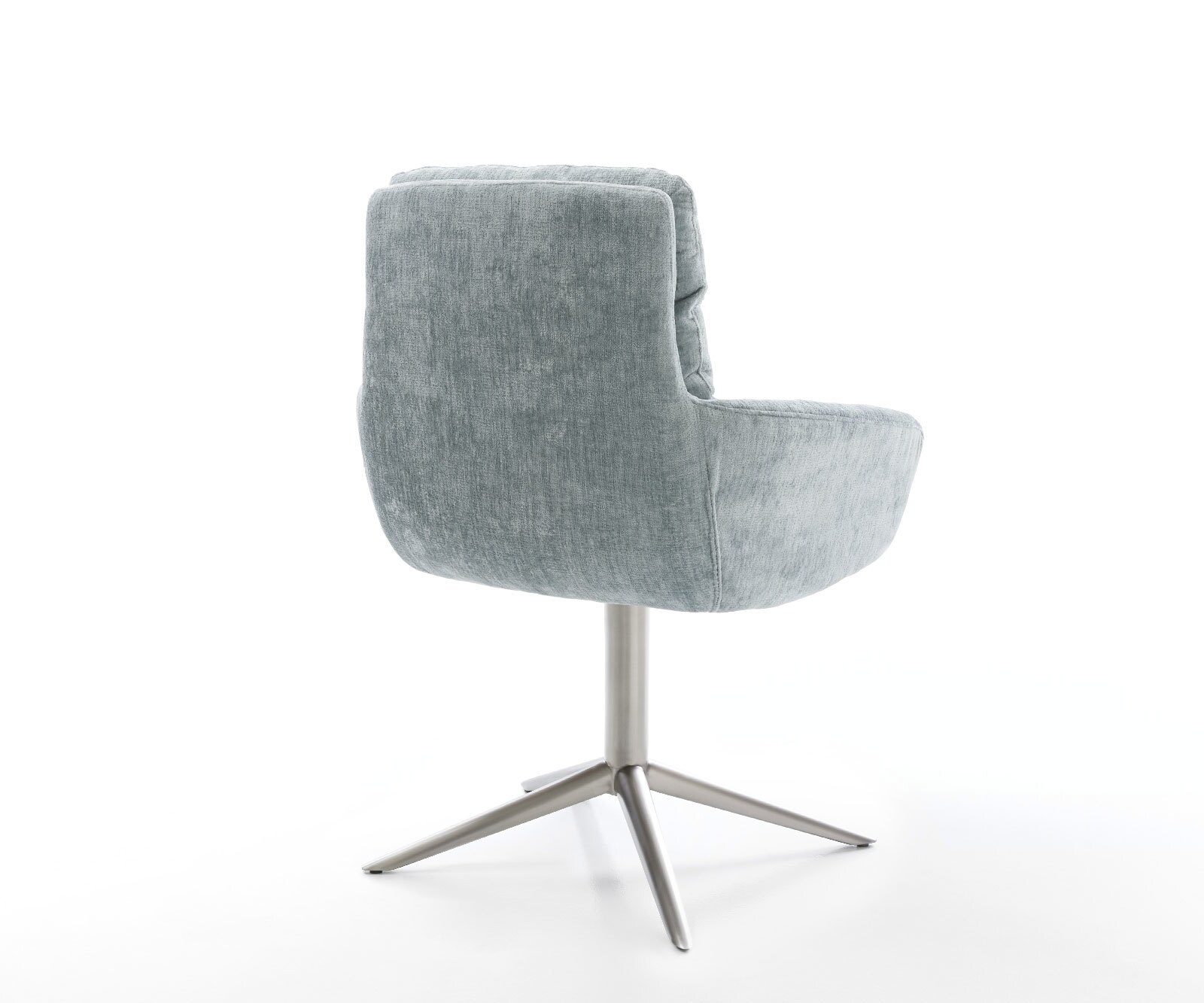 Chaise-pivotante Abelia-Flex avec accoudoirs chenille bleu pastel pied de chaise 4 branches acier inoxydable brossé pivotement sur 360° fonction bascule 5