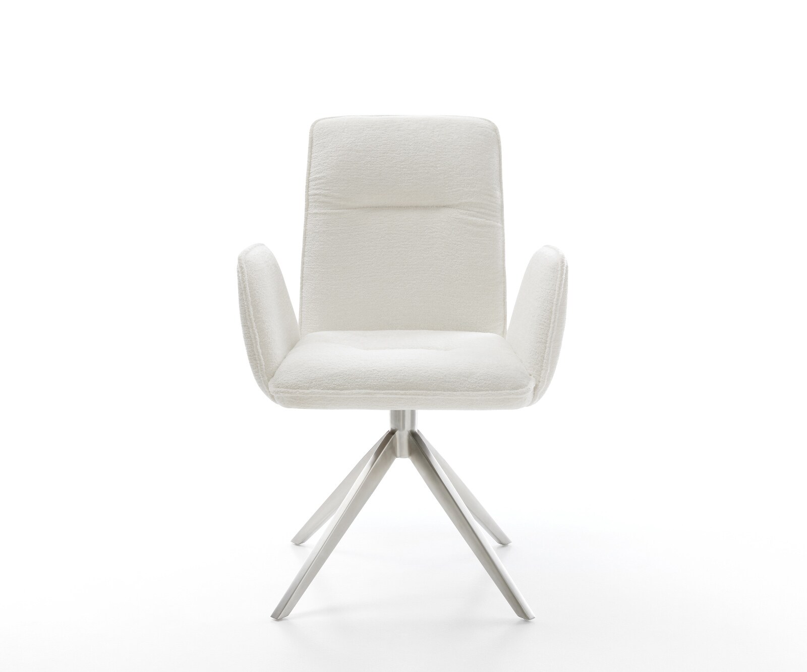 Chaise-pivotante Vinja-Flex bouclé doux beige pied croisé large acier inoxydable pivotement sur 360° fonction bascule 2