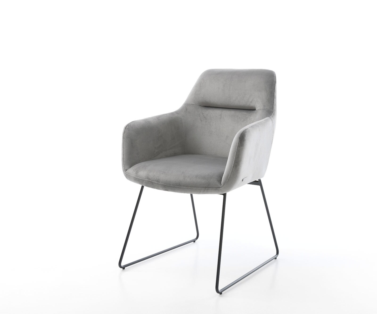 Chaise-de-salle-à-manger Pejo-Flex velours gris pied trapèze noir ressorts ensachés