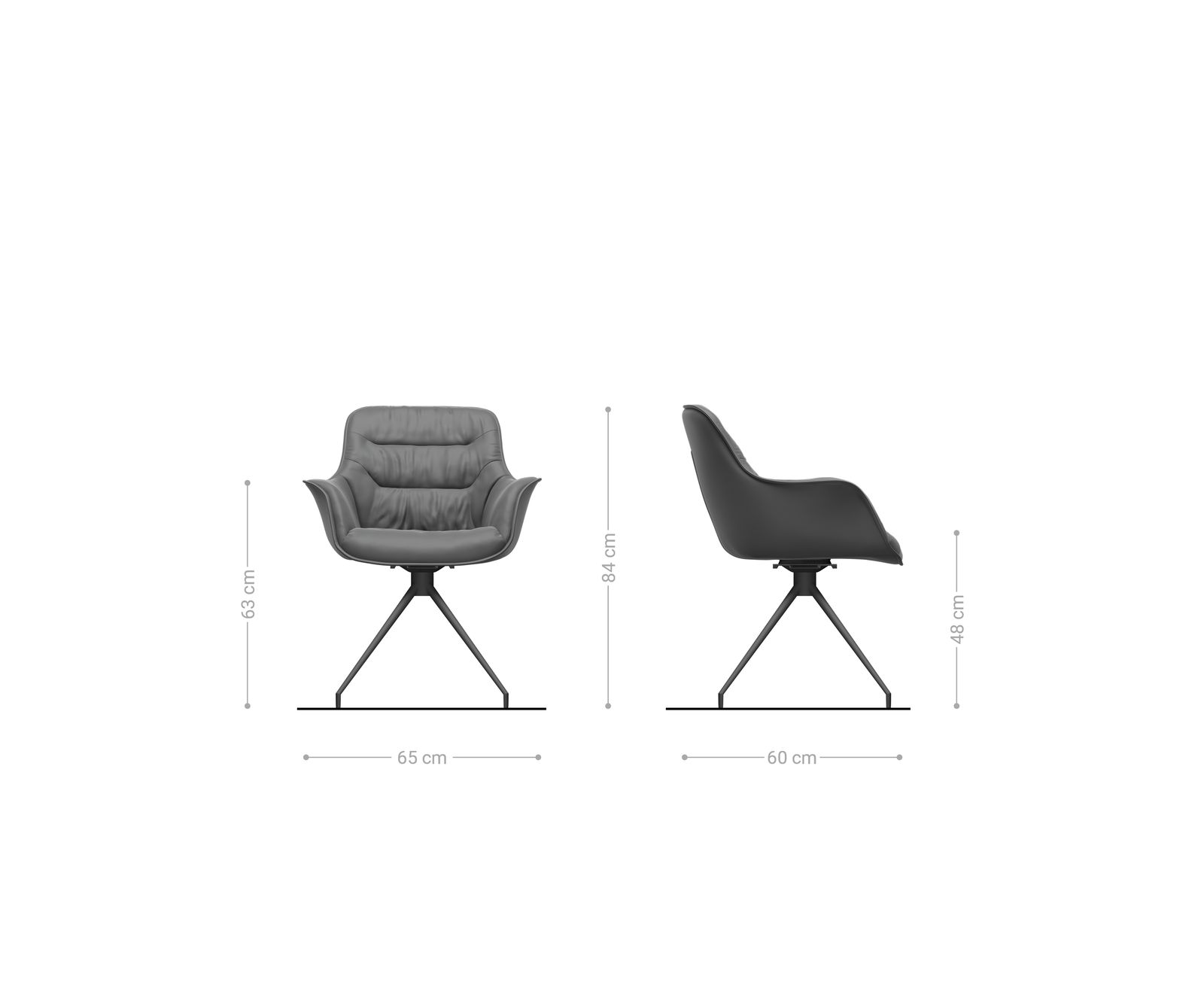 Chaise-de-salle-à-manger Kaira-Flex tissu structuré doux gris pied croisé conique noir 6