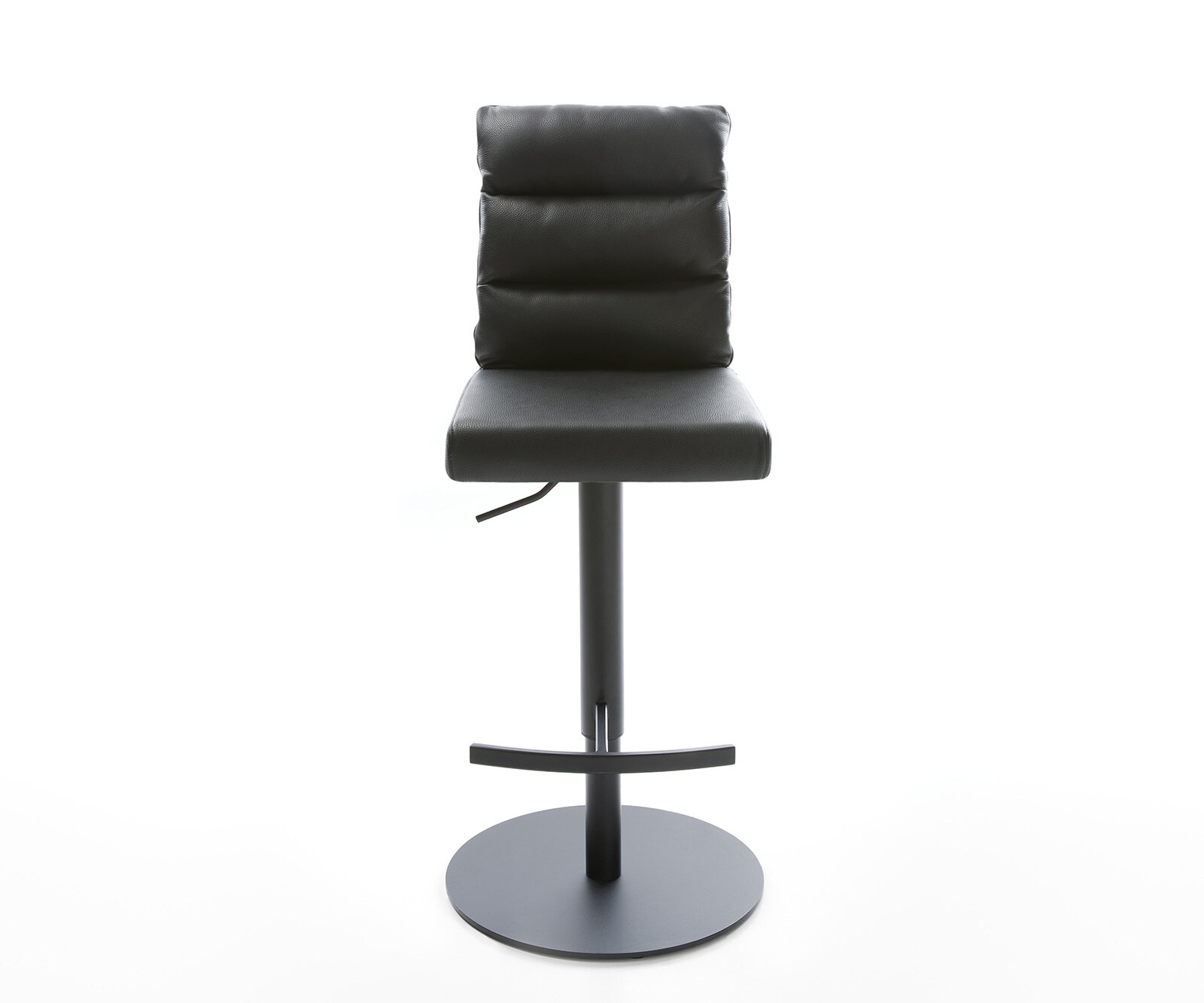 Chaise-de-bar Pela-Flex cuir véritable noir pied pivotant réglable en hauteur métal 1