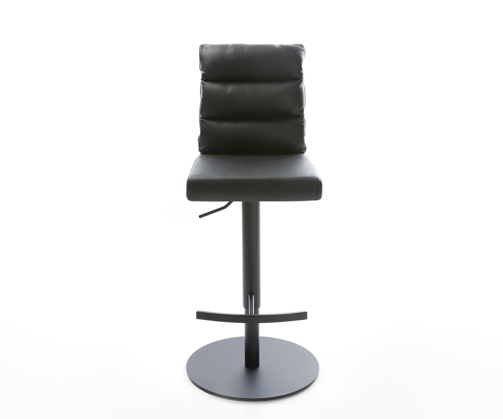 Chaise-de-bar Pela-Flex cuir véritable noir pied pivotant réglable en hauteur métal 1 Chaise-de-bar Pela-Flex cuir véritable noir pied pivotant réglable en hauteur métal 1