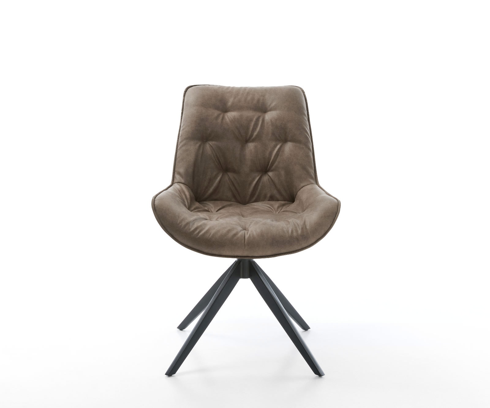 Chaise-de-salle-à-manger Taimi-Flex microvelours taupe vintage pied croisé large noir 1 Chaise-de-salle-à-manger Taimi-Flex microvelours taupe vintage pied croisé large noir 1