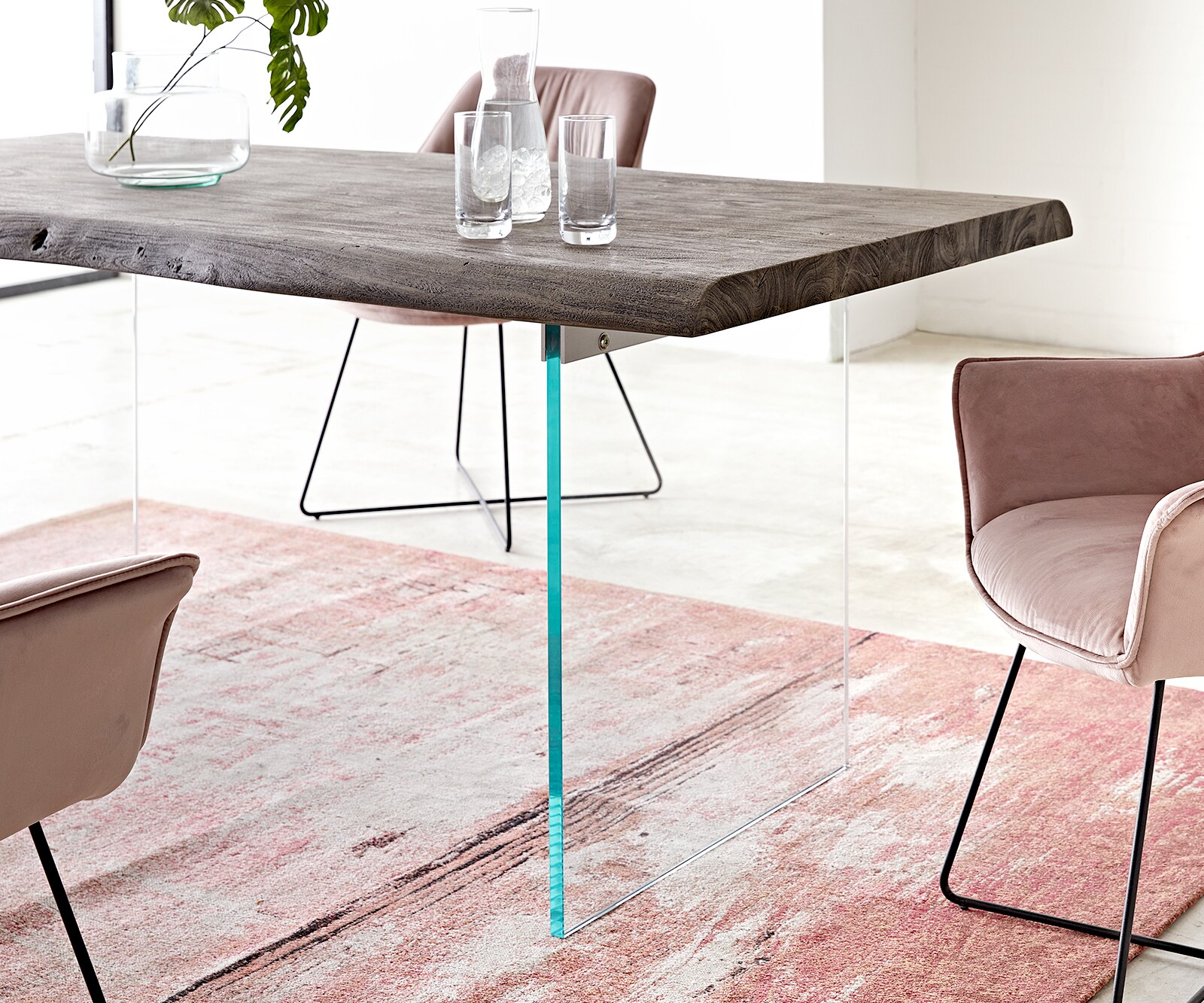 Table-à-manger Edge 200x100 XL acacia platine verre Live-Edge 4 Table-à-manger Edge 200x100 XL acacia platine verre Live-Edge 4