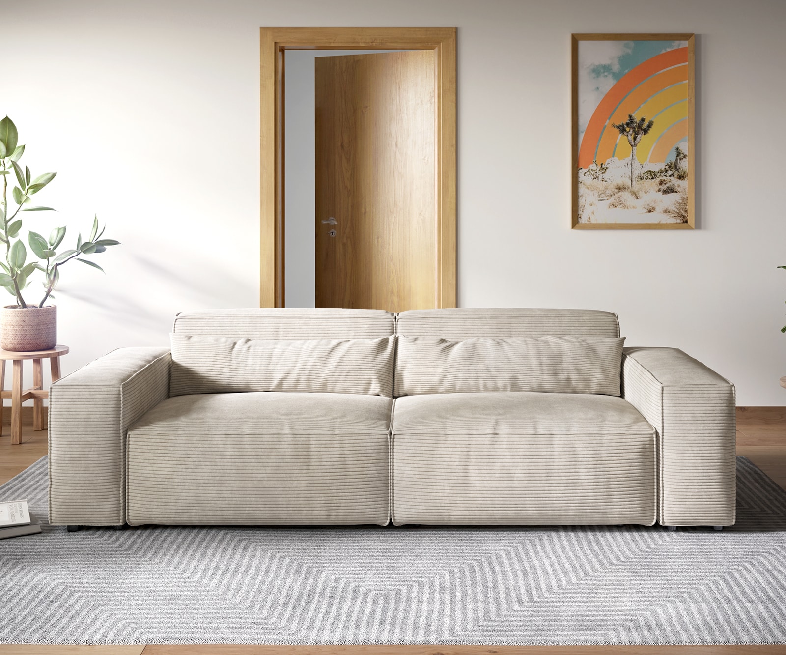 Grand Canapé Sirpio XL 270x130 cm Velours côtelé Beige 1 Grand Canapé Sirpio XL 270x130 cm Velours côtelé Beige 1