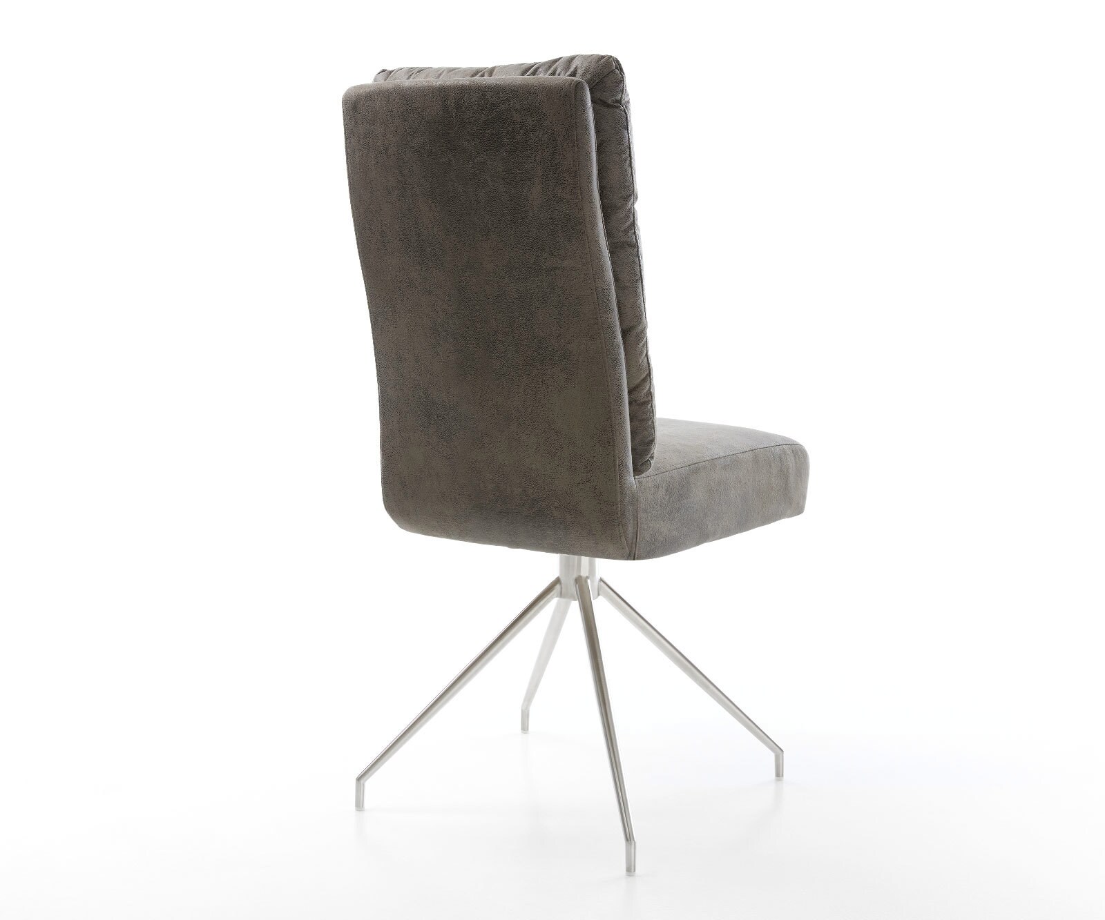 Chaise-de-salle-à-manger Pela-Flex microvelours gris antique pied croisé conique acier inoxydable brossé ressorts ensachés 4 Chaise-de-salle-à-manger Pela-Flex microvelours gris antique pied croisé conique acier inoxydable brossé ressorts ensachés 4