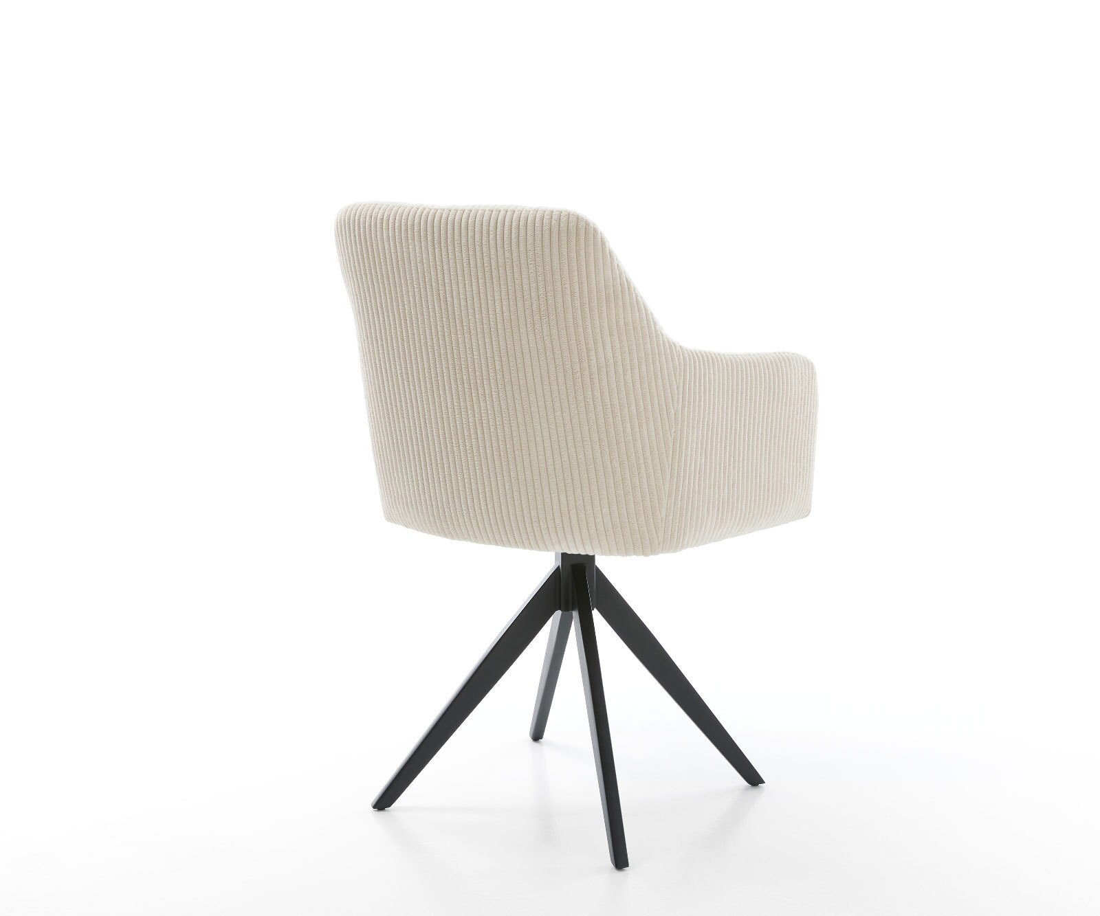 Chaise-de-salle-à-manger Greg-Flex côtelé beige vintage pied croisé angulaire noir ressorts ensachés 4