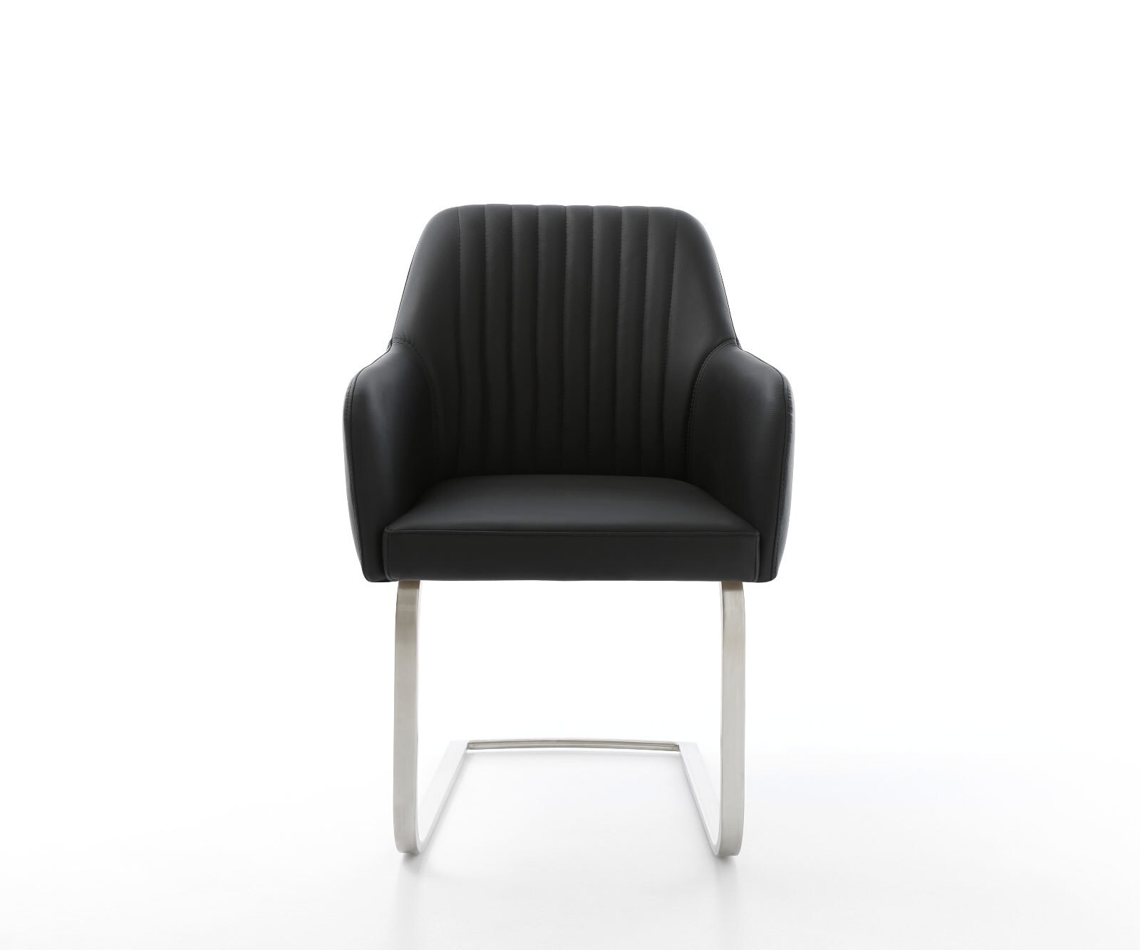 Cantilever Greg-Flex cuir de vache noir pied cantilever plat acier inoxydable brossé ressorts ensachés 1 Cantilever Greg-Flex cuir de vache noir pied cantilever plat acier inoxydable brossé ressorts ensachés 1