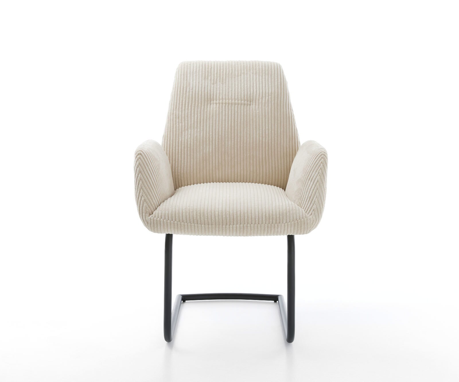 Cantilever Zoa-Flex côtelé beige vintage pied cantilever rond noir ressorts ensachés 1
