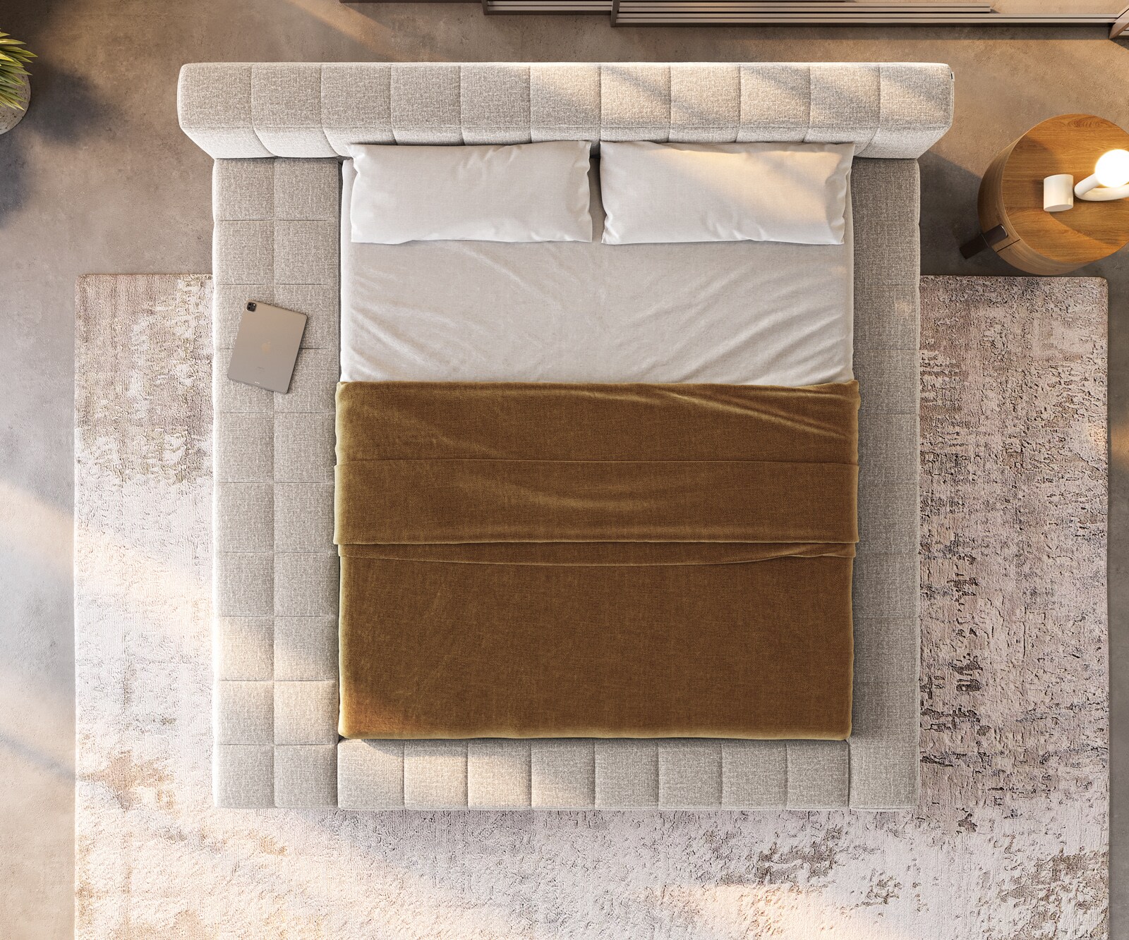 Sommier rembourré Espazio 180x200 cm Tissu tissé Soft Beige 5