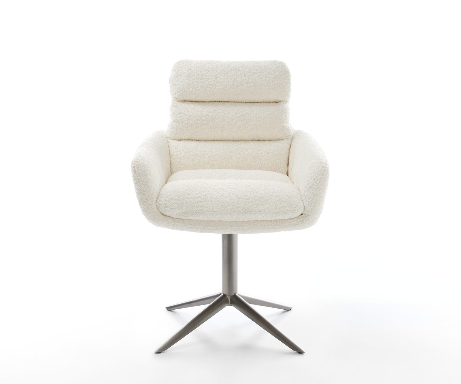 Chaise-pivotante Abelia-Flex mit Armlehnen bouclé blanc pied de chaise 4 branches grafiete pivotement sur 360° fonction bascule 1