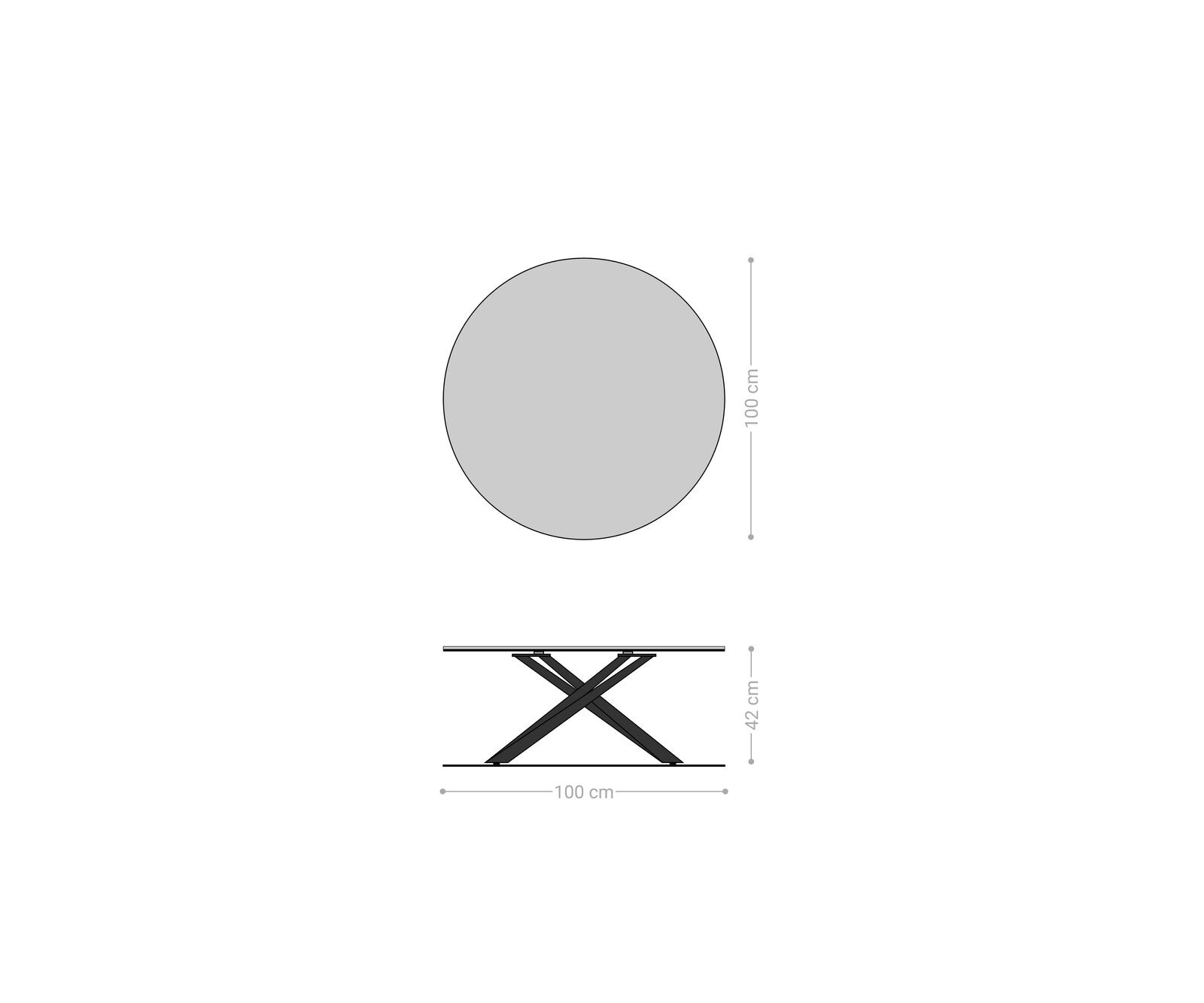 Table basse Edge rond 100x100 cm céramique Minas Melange Sarity Metall finition effet titane 6