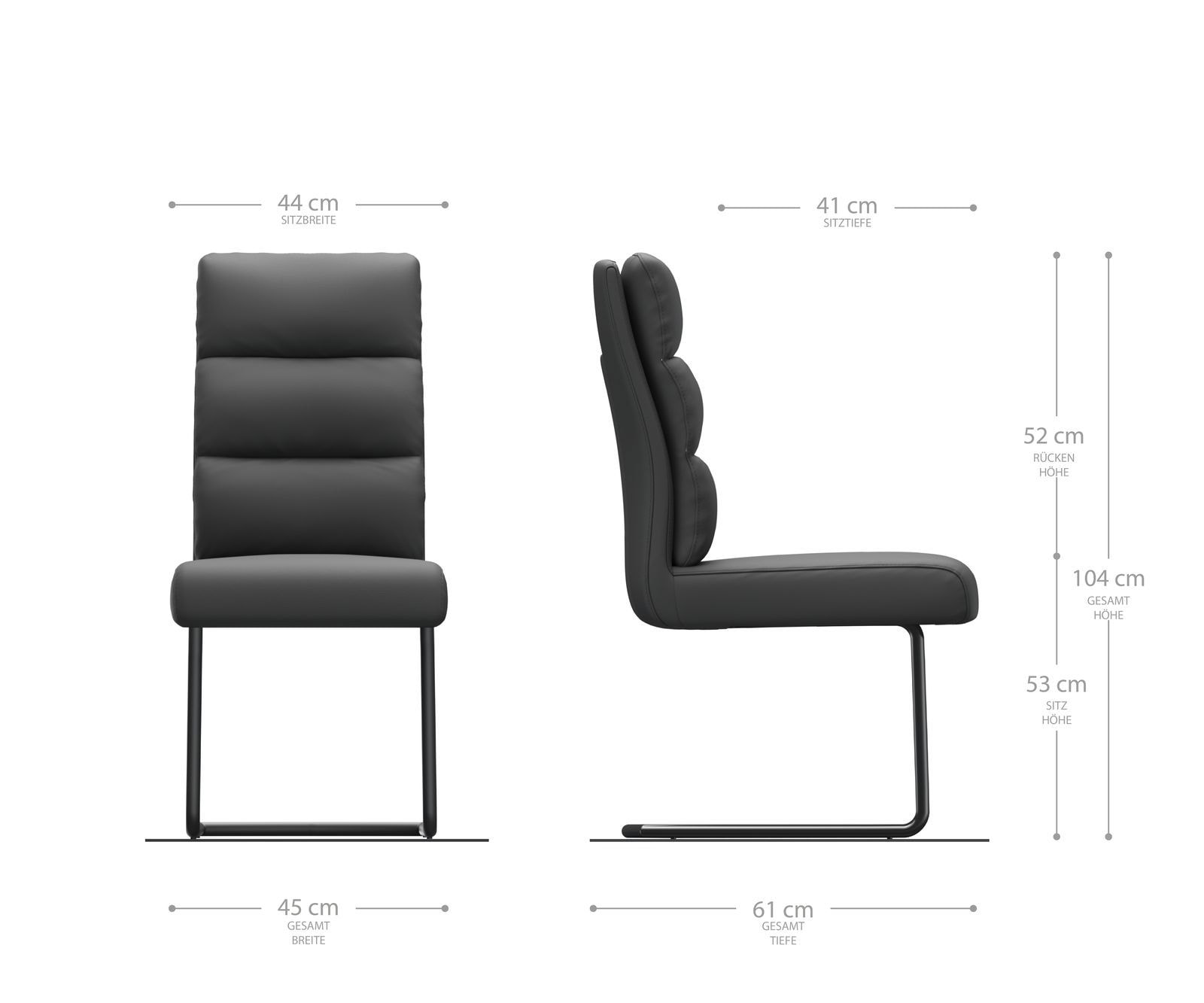 Cantilever Pela-Flex cuir de vache noir pied cantilever rond acier inoxydable brossé ressorts ensachés 1 Cantilever Pela-Flex cuir de vache noir pied cantilever rond acier inoxydable brossé ressorts ensachés 1