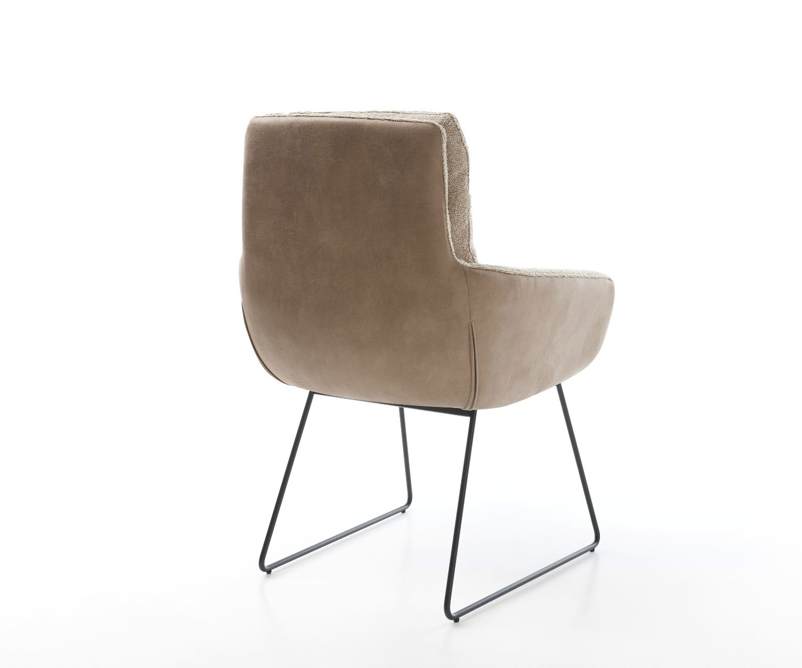 Chaise-de-salle-à-manger Abelia-Flex avec accoudoirs tissu mixte couleur boue pied trapèze noir 4 Chaise-de-salle-à-manger Abelia-Flex avec accoudoirs tissu mixte couleur boue pied trapèze noir 4