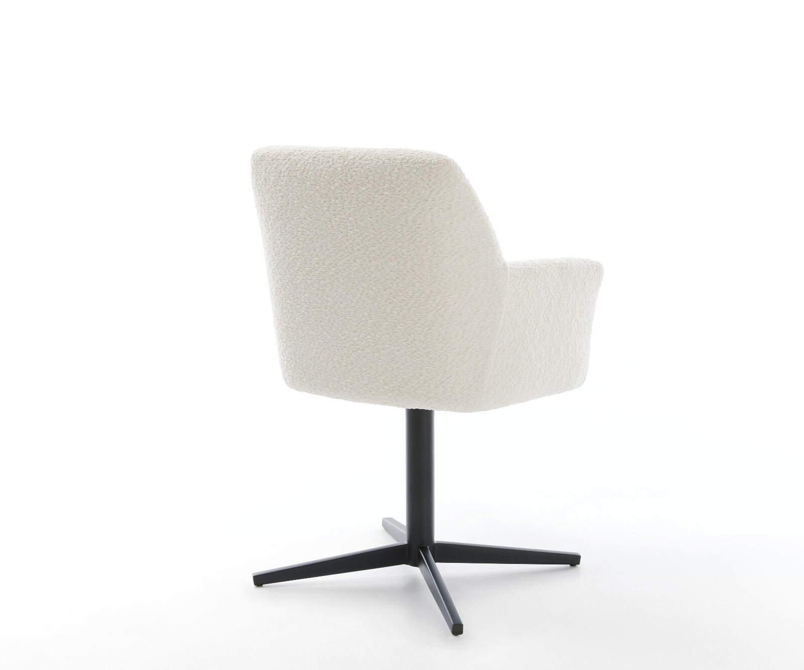 Chaise-pivotante Xana-Flex avec accoudoirs bouclé blanc pied de chaise 4 branches noir pivotement sur 360° ressorts ensachés 4