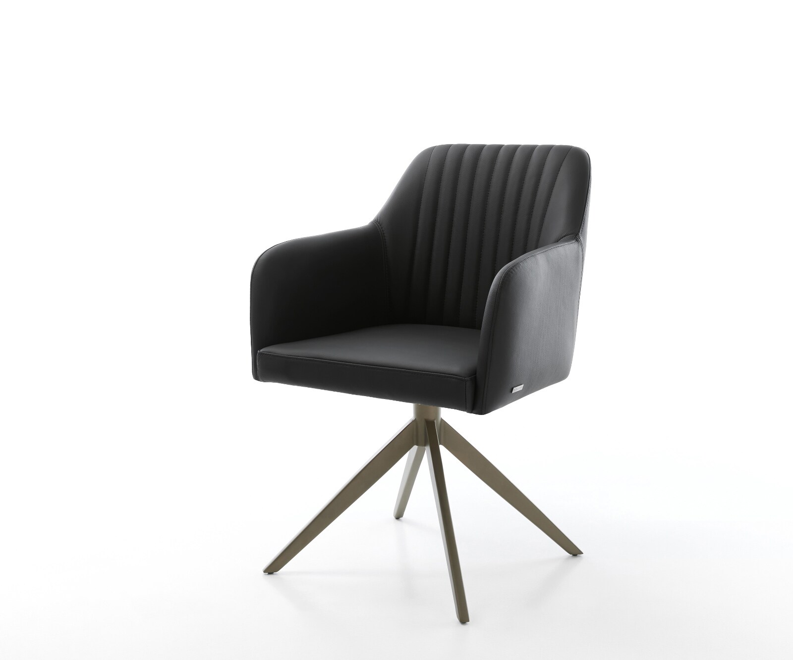 Chaise-pivotante Greg-Flex cuir de vache noir pied croisé large aspect titane pivotement sur 360° fonction bascule ressorts ensachés 1