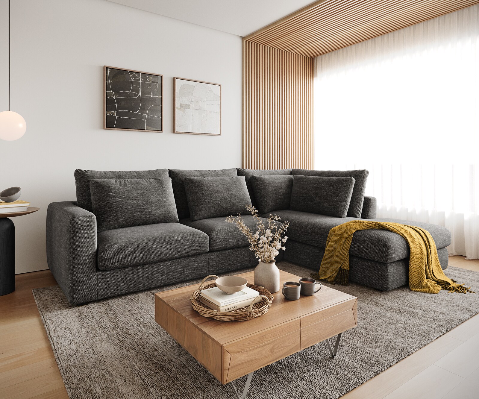 Canapé-d'angle Isla 330x225 cm avec pouf