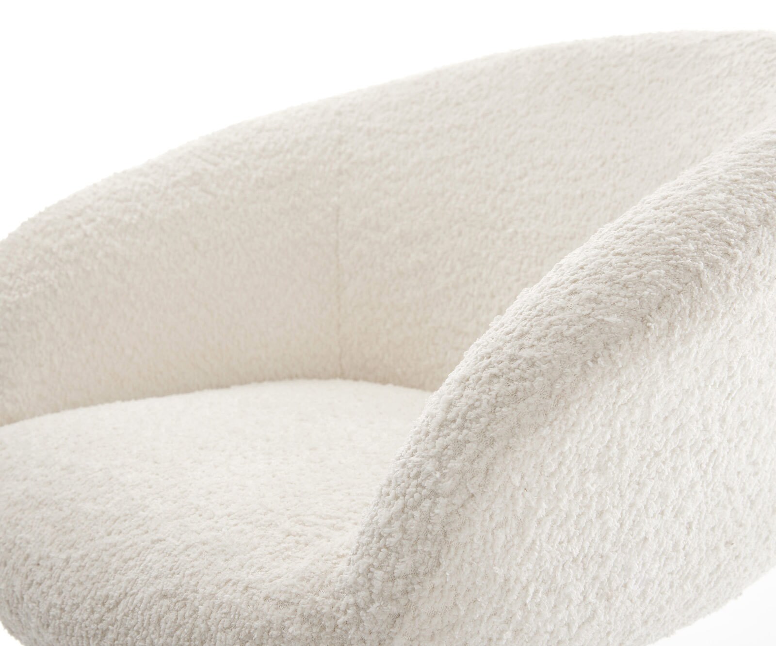 Chaise-de-salle-à-manger Vinka-Flex avec accoudoirs bouclé blanc 4 pieds coniques acier inoxydable brossé ressorts ensachés 4