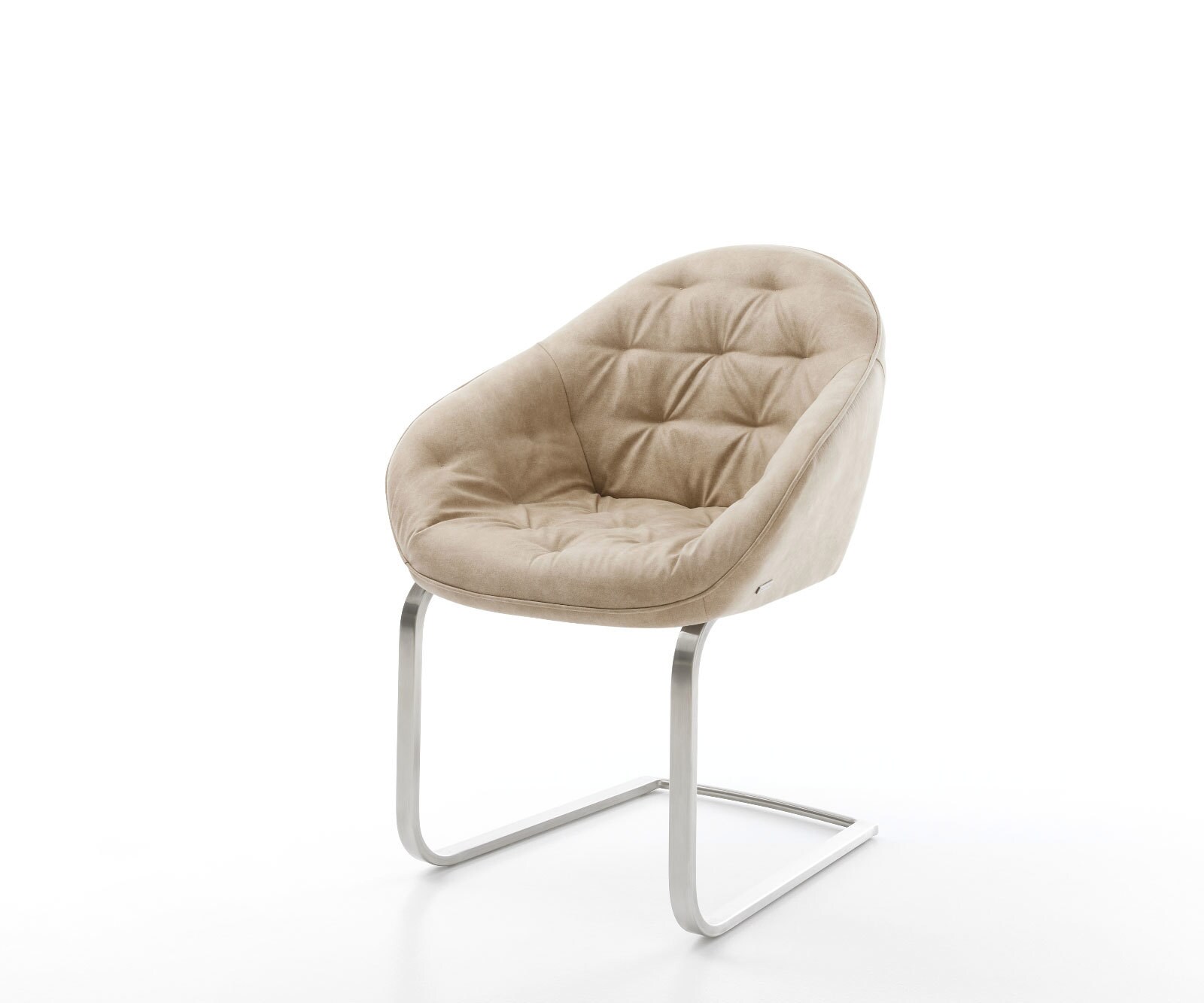 Cantilever Gaio-Flex microvelours beige vintage pied cantilever plat acier inoxydable brossé