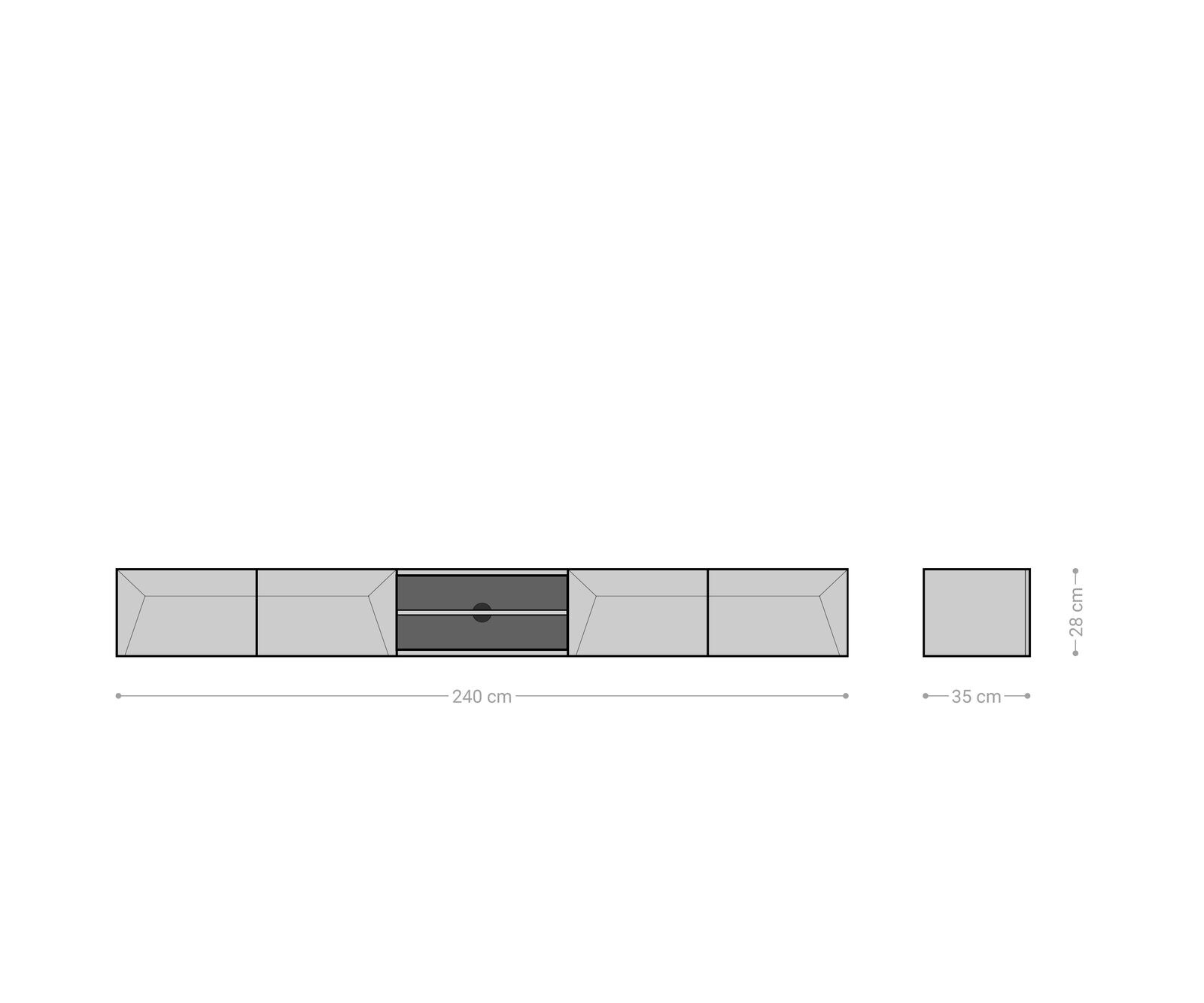Meuble-TV Kayu 240 cm acacia naturel 4 portes flottantes 5