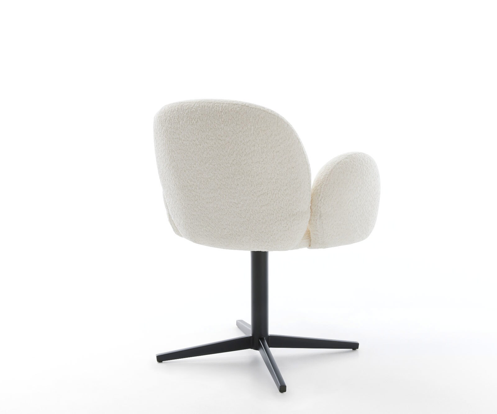 Chaise-pivotante Nube-Flex avec accoudoirs bouclé blanc pied de chaise 4 branches noir pivotement sur 360° ressorts ensachés 5