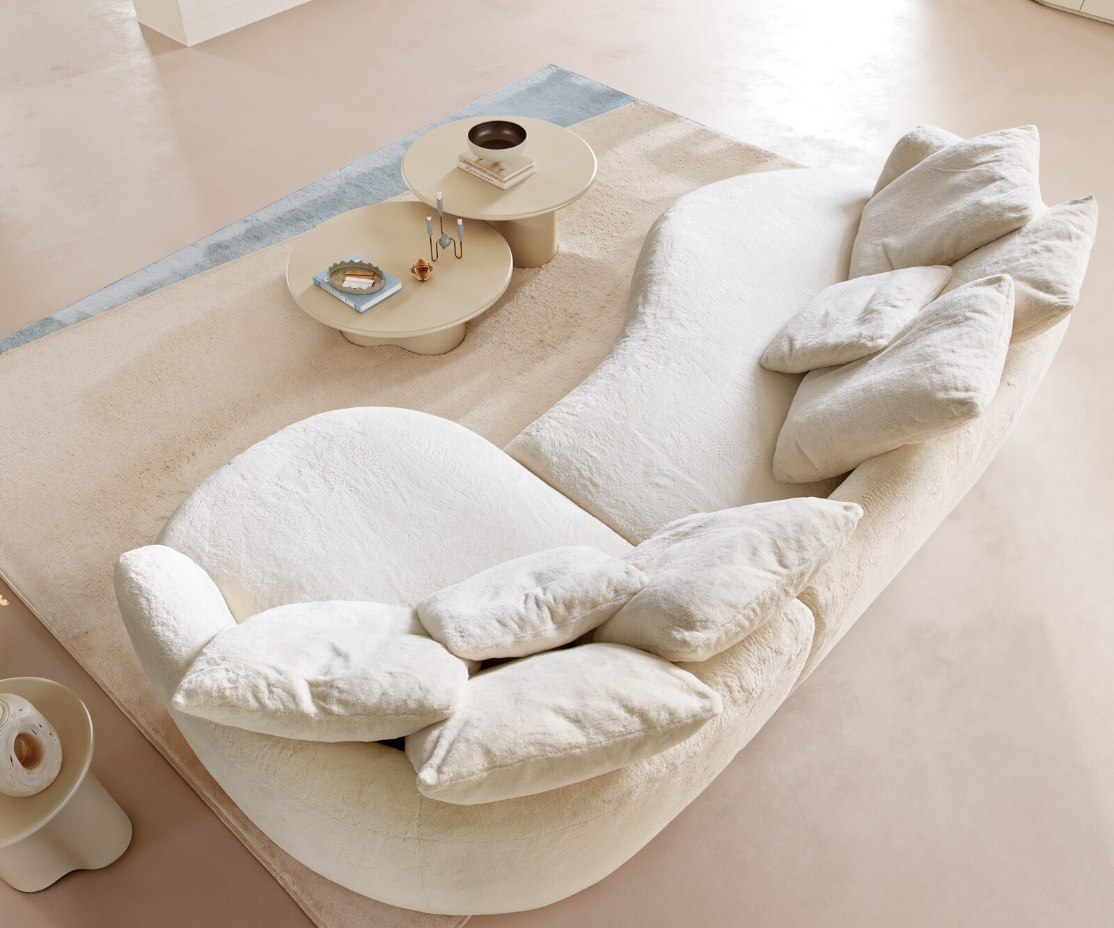 Grand-canapé Edina 330x170 cm Plüsch Creme-Weiß 3