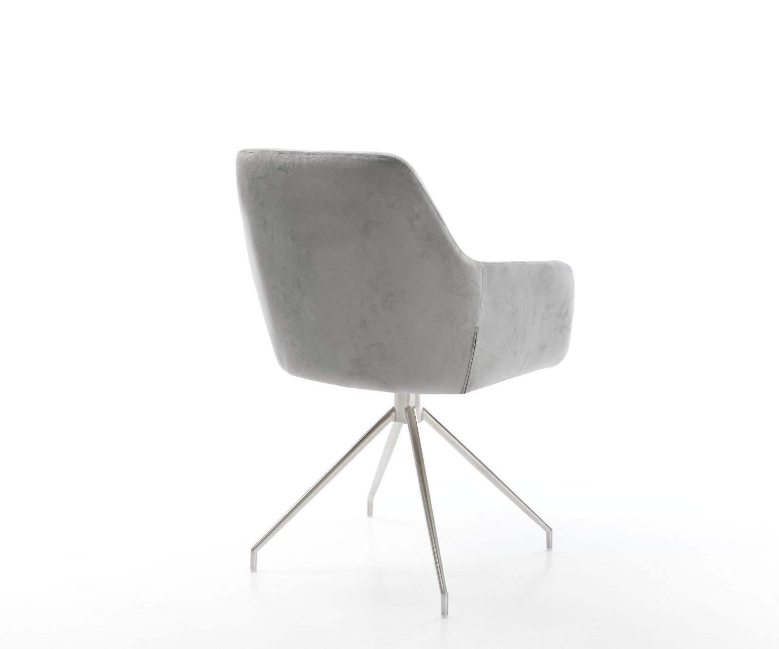 Chaise-de-salle-à-manger Pejo-Flex velours gris pied croisé conique acier inoxydable brossé ressorts ensachés 4 Chaise-de-salle-à-manger Pejo-Flex velours gris pied croisé conique acier inoxydable brossé ressorts ensachés 4