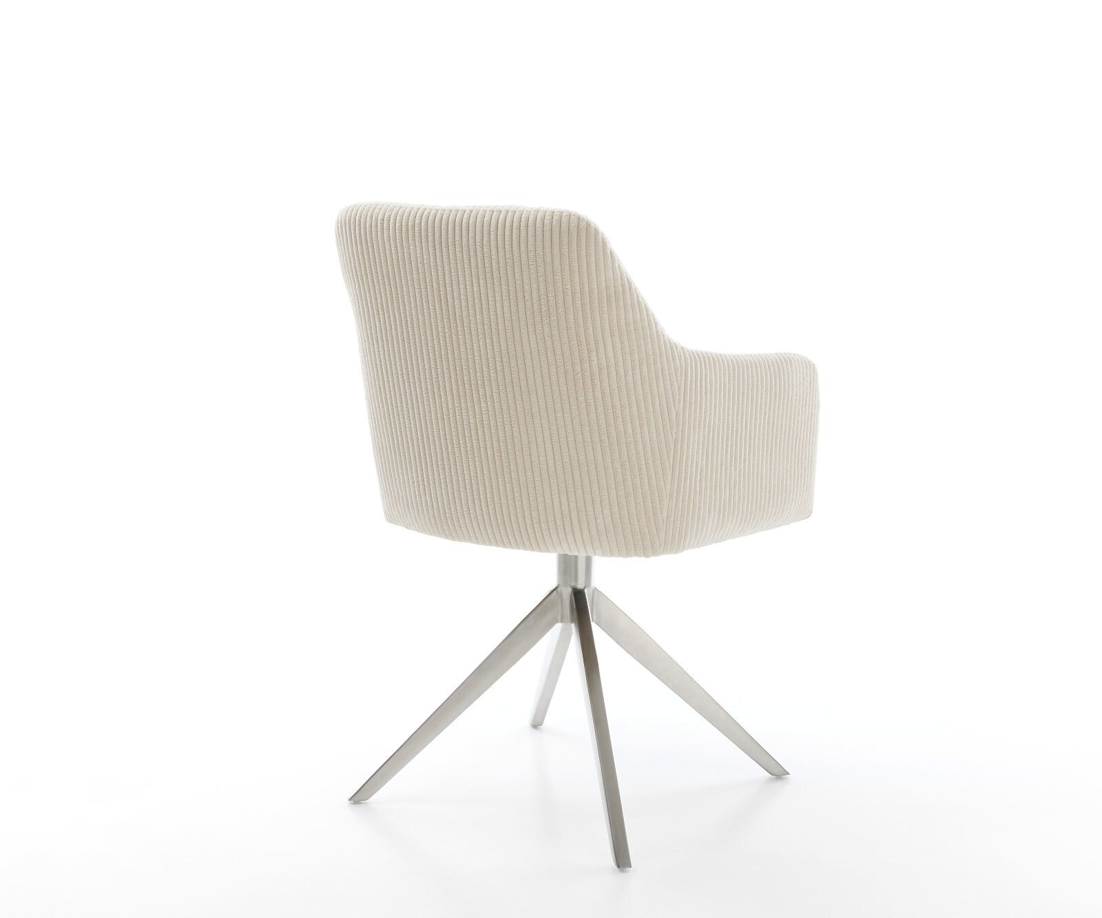 Chaise-de-salle-à-manger Greg-Flex côtelé beige vintage pied croisé large acier inoxydable brossé ressorts ensachés 4