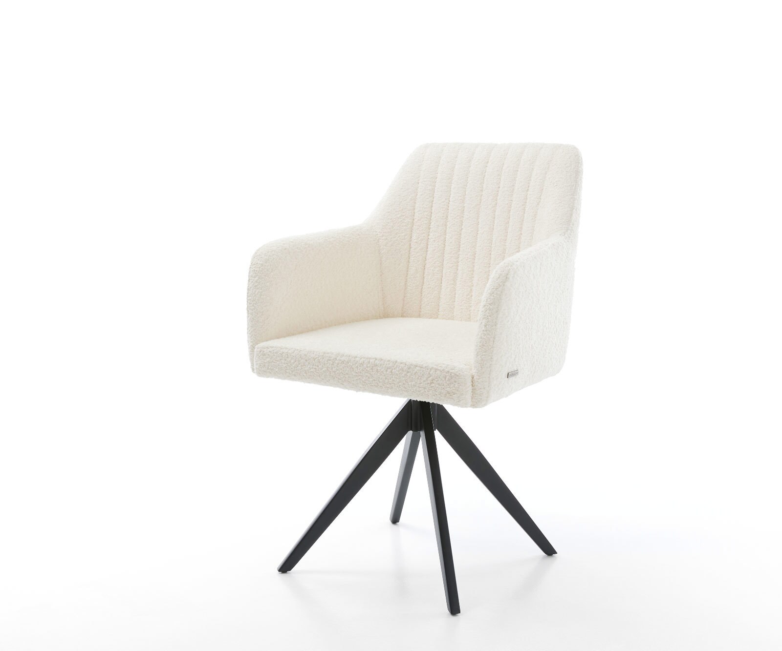 Chaise-de-salle-à-manger Greg-Flex bouclé blanc pied croisé angulaire noir ressorts ensachés