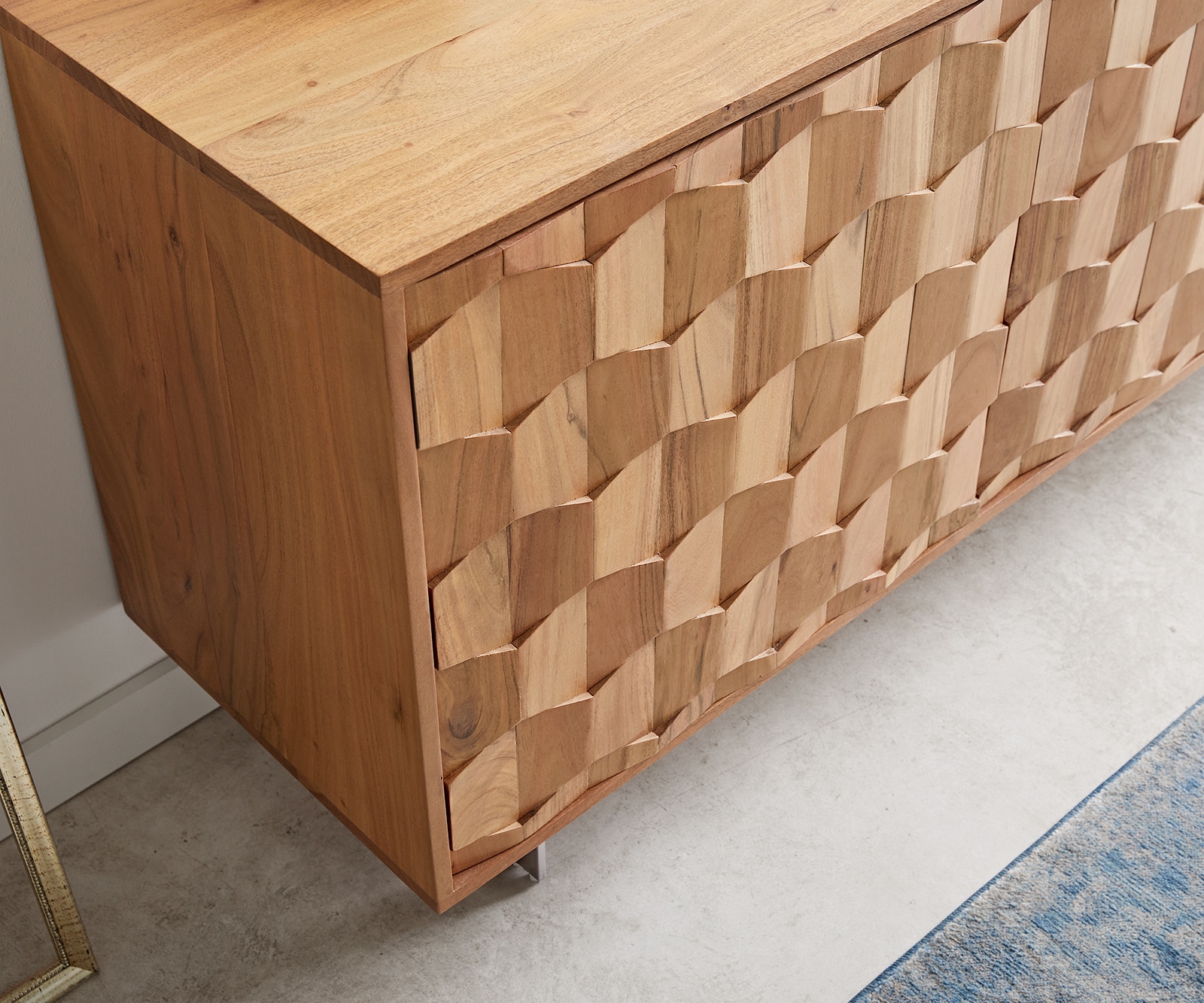 Buffet Fevo 175 cm acacia nature 2 portes 3 tiroirs Pied-L 4 Buffet Fevo 175 cm acacia nature 2 portes 3 tiroirs Pied-L 4