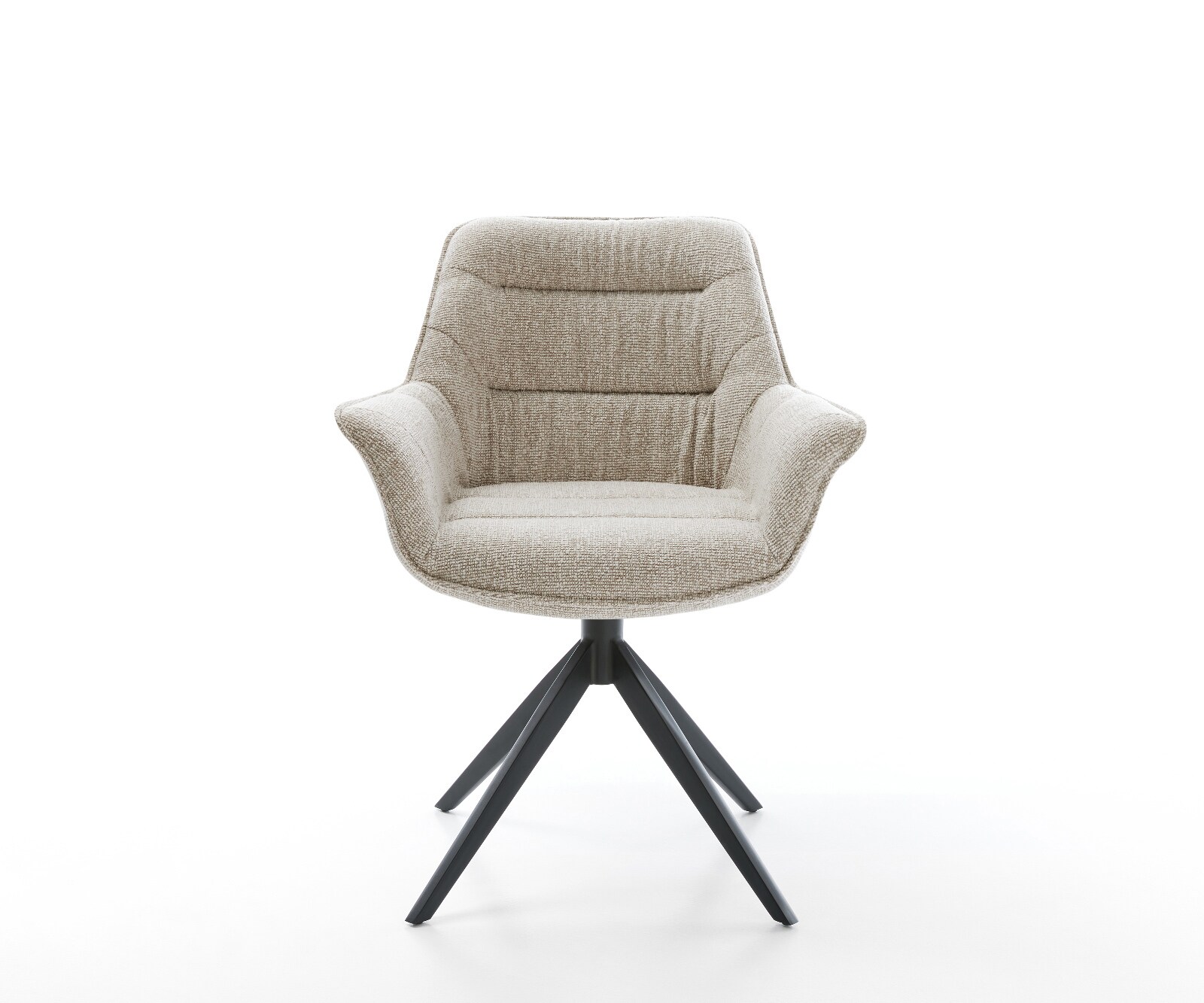 Chaise-pivotante Kaira-Flex tissu tissé doux beige pied croisé large noir pivotement sur 360° fonction bascule 2