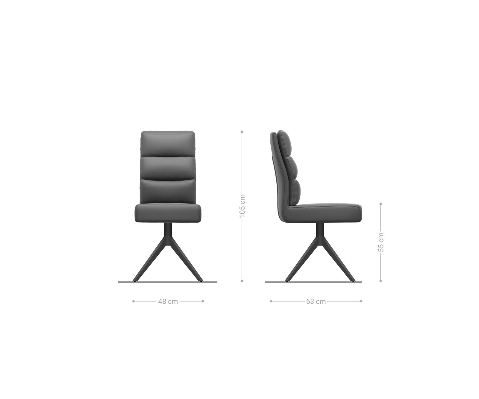 Chaise-pivotante Pela-Flex tissu structuré doux gris pied croisé large aspect titane pivotement sur 360° fonction bascule resorts ensachés 6