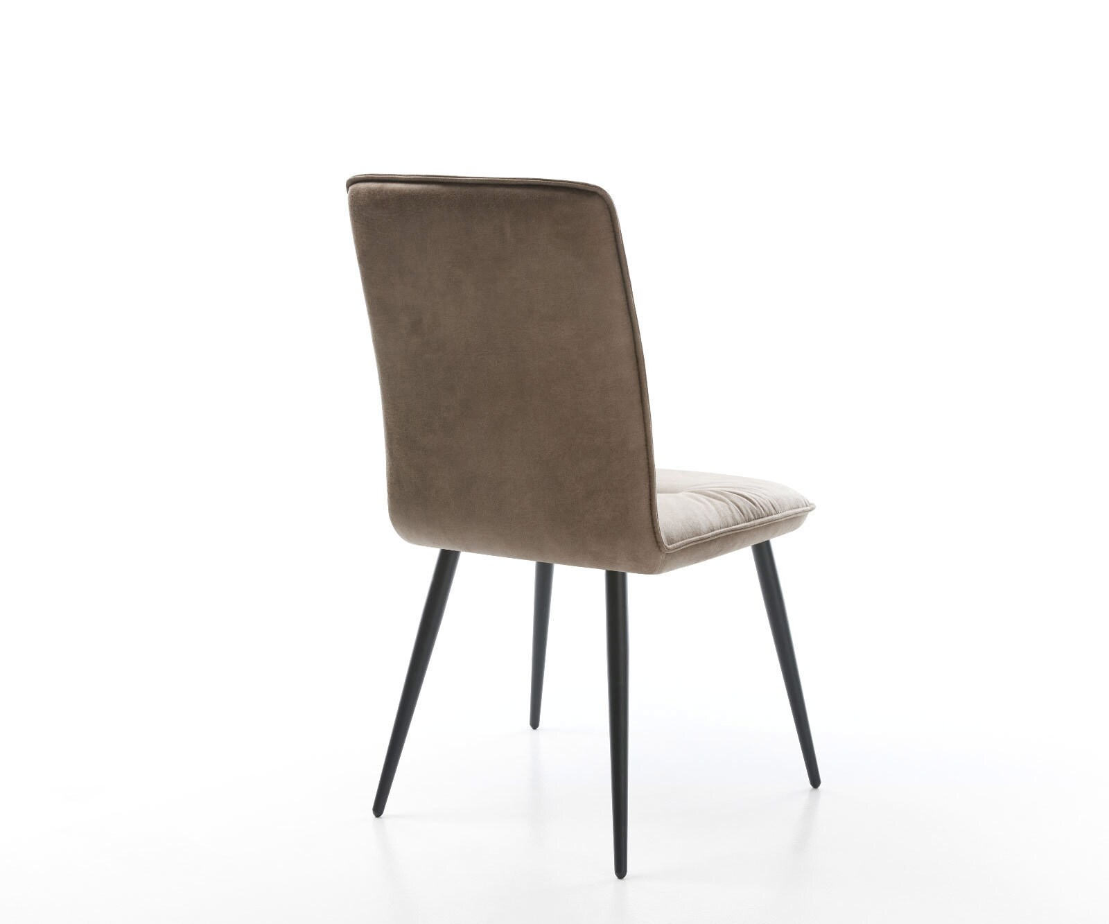 Chaise-de-salle-à-manger Vinjo-Flex microvelours taupe vintage 4 pieds coniques noir 4