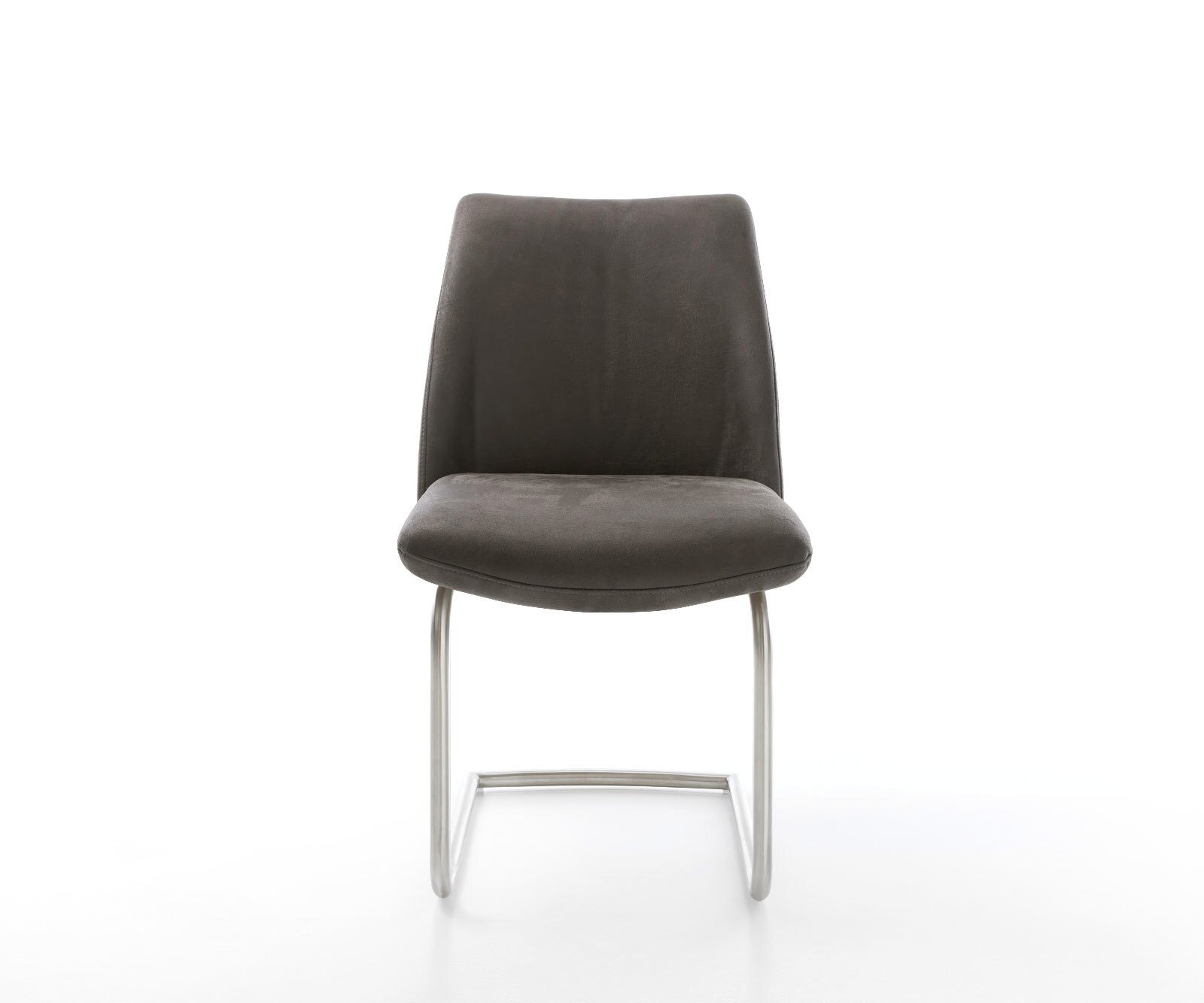 Cantilever Elso-Flex microvelours anthracite vintage pied cantilever rond acier inoxydable brossé ressorts ensachés 2