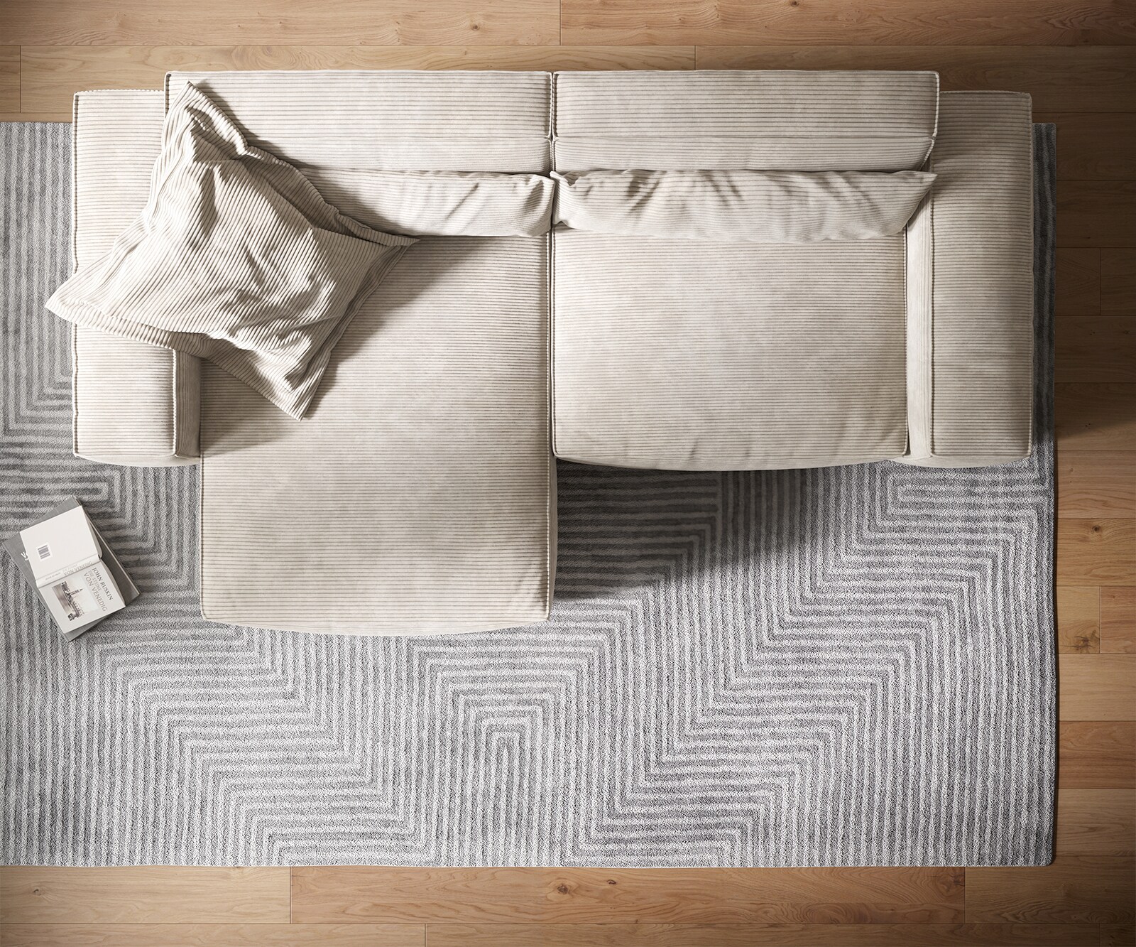 Canapé d'angle Sirpio XL 270x170 cm Velours côtelé Beige Recamiere variable 5