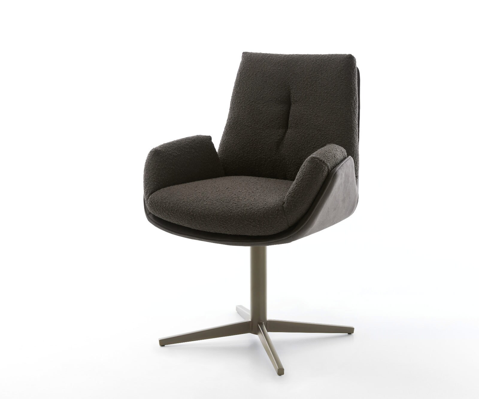 Chaise-pivotante Clea-Flex tissu mixte noir pied de chaise 4 branches aspect titane pivotement sur 360°