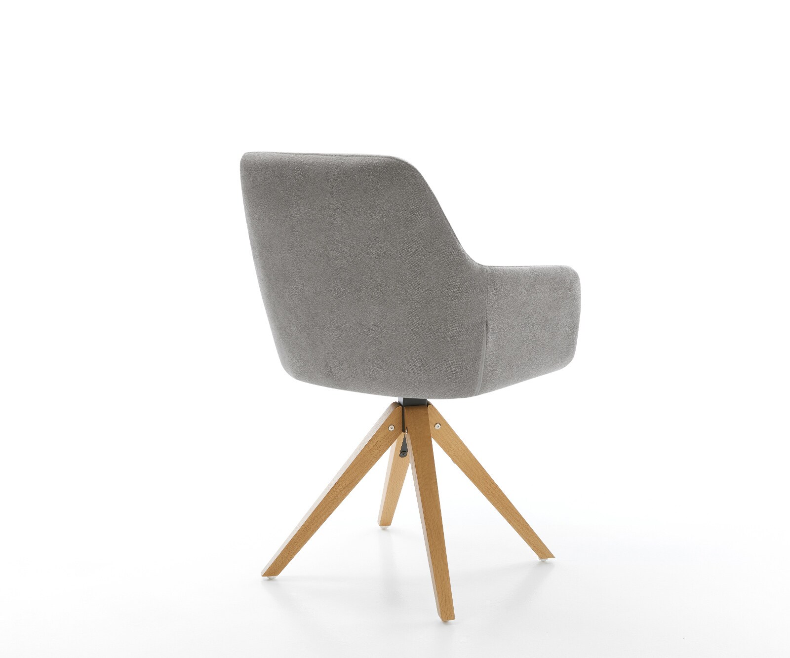Chaise-pivotante Pejo-Flex tissu structuré doux gris pied en bois angulaire naturel pivotement sur 180° resorts ensachés 5