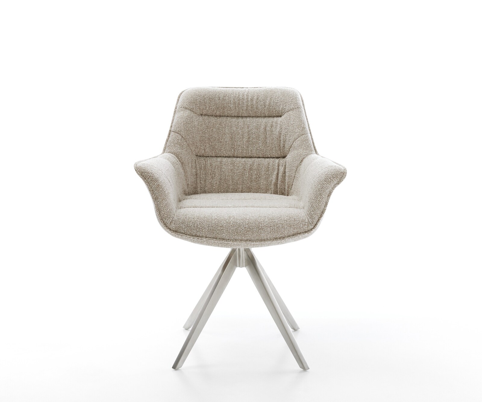 Chaise-pivotante Kaira-Flex tissu tissé doux beige pied croisé angulaire acier inoxydable pivotement sur 180° 2