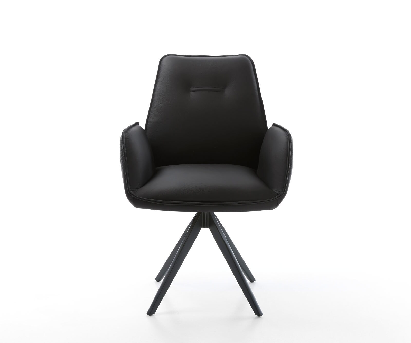 Chaise-de-salle-à-manger Zoa-Flex cuir de vache noir pied croisé angulaire noir ressorts ensachés 1