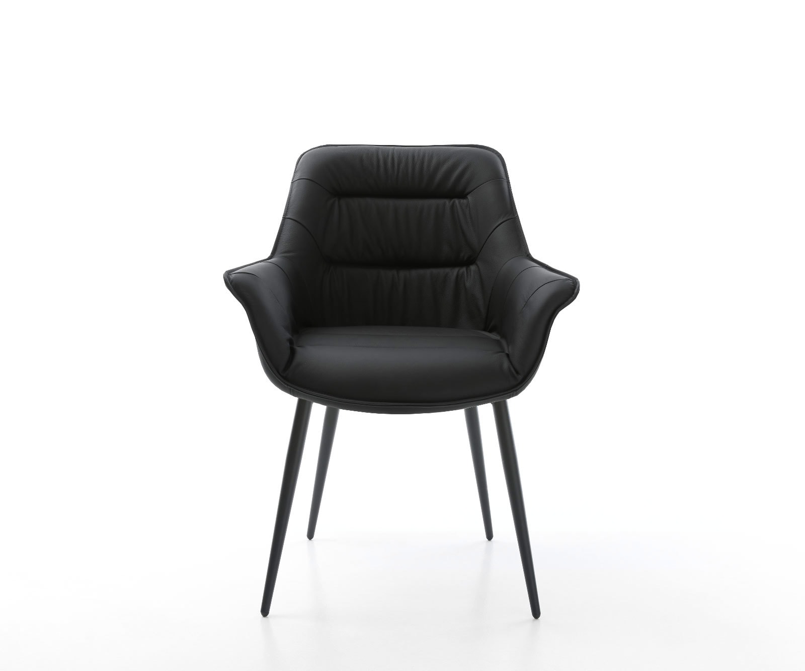 Chaise-de-salle-à-manger Kaira-Flex cuir de vache noir 4 pieds coniques noir 1 Chaise-de-salle-à-manger Kaira-Flex cuir de vache noir 4 pieds coniques noir 1