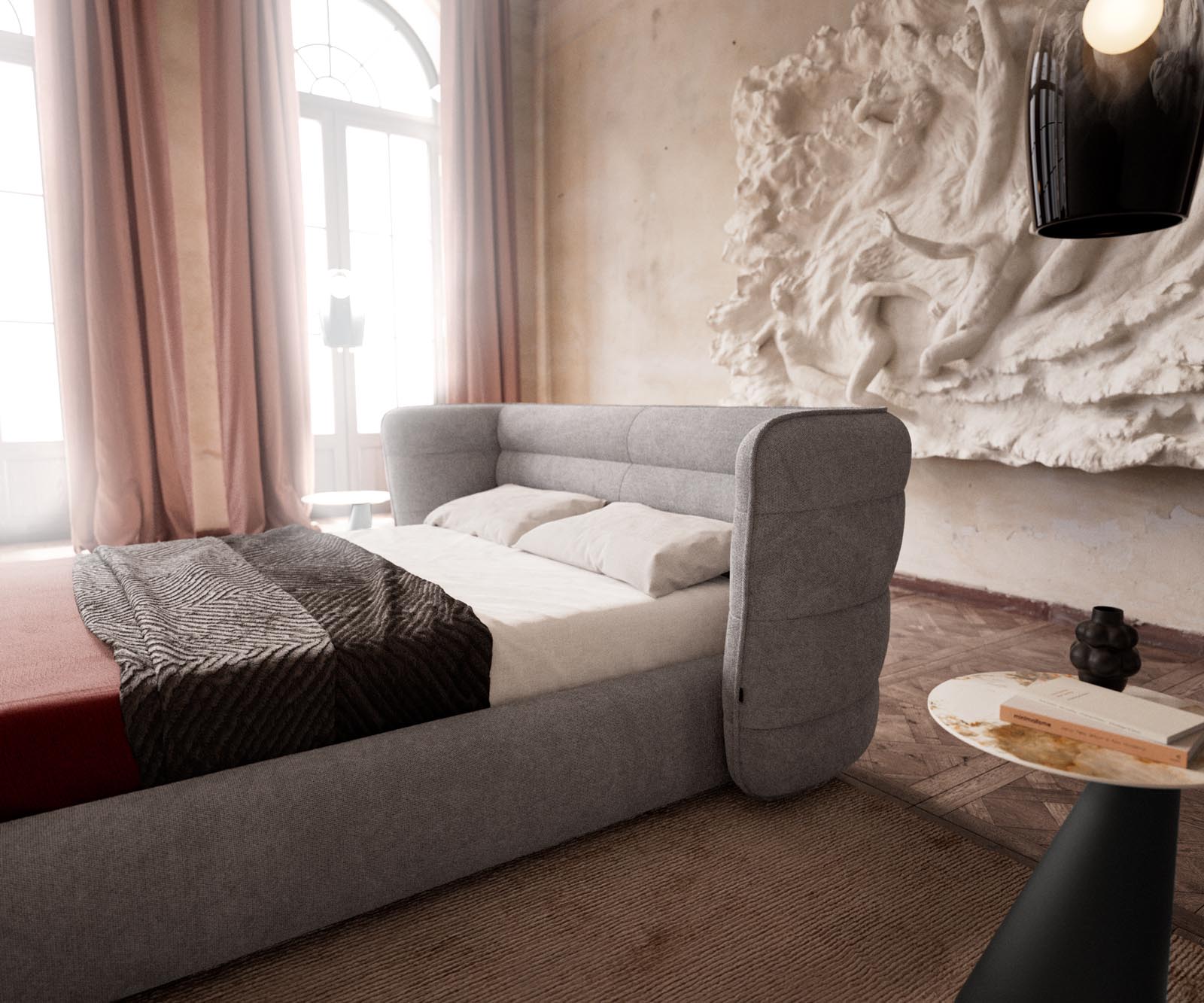 Sommier rembourré Simea 140x200 cm microfibre grise 4